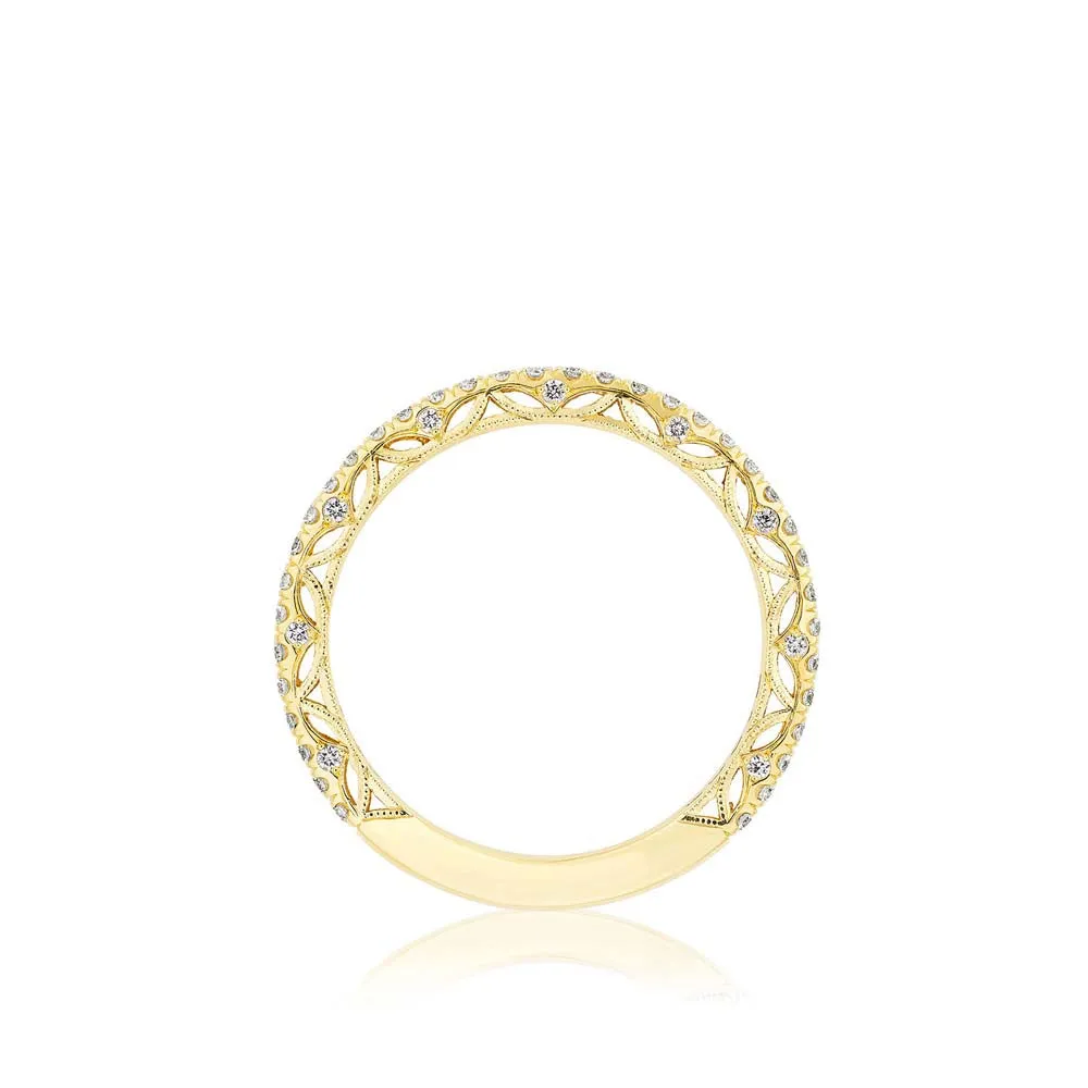 18k Yellow Gold French Pave Diamond Wedding Band