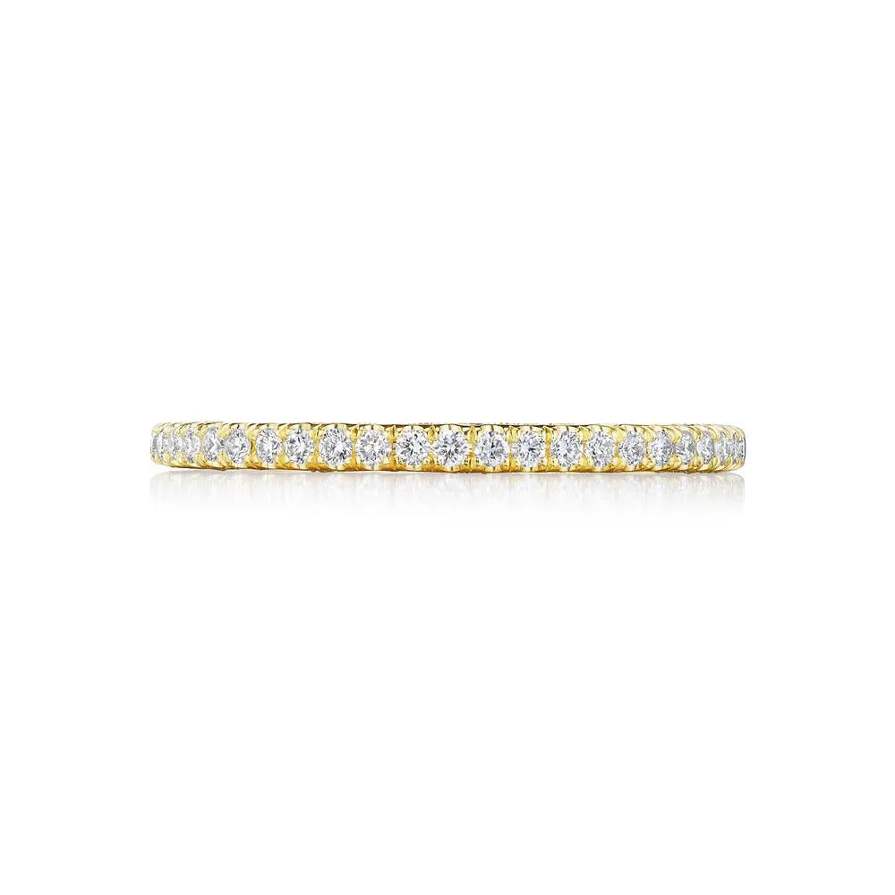 18k Yellow Gold French Pave Diamond Wedding Band