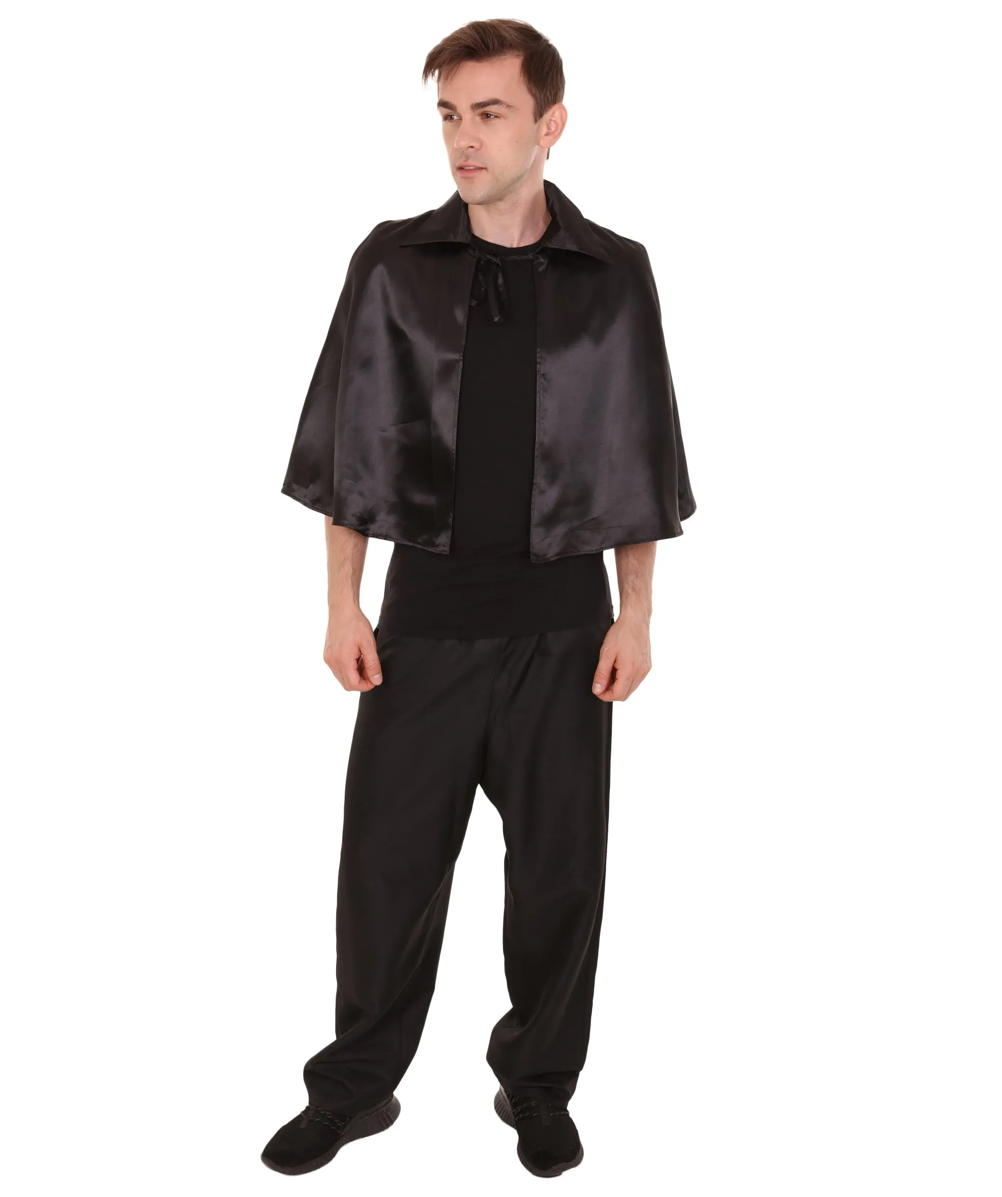 Adult Men's Black Vampire Cape Costume | Black Halloween Costume