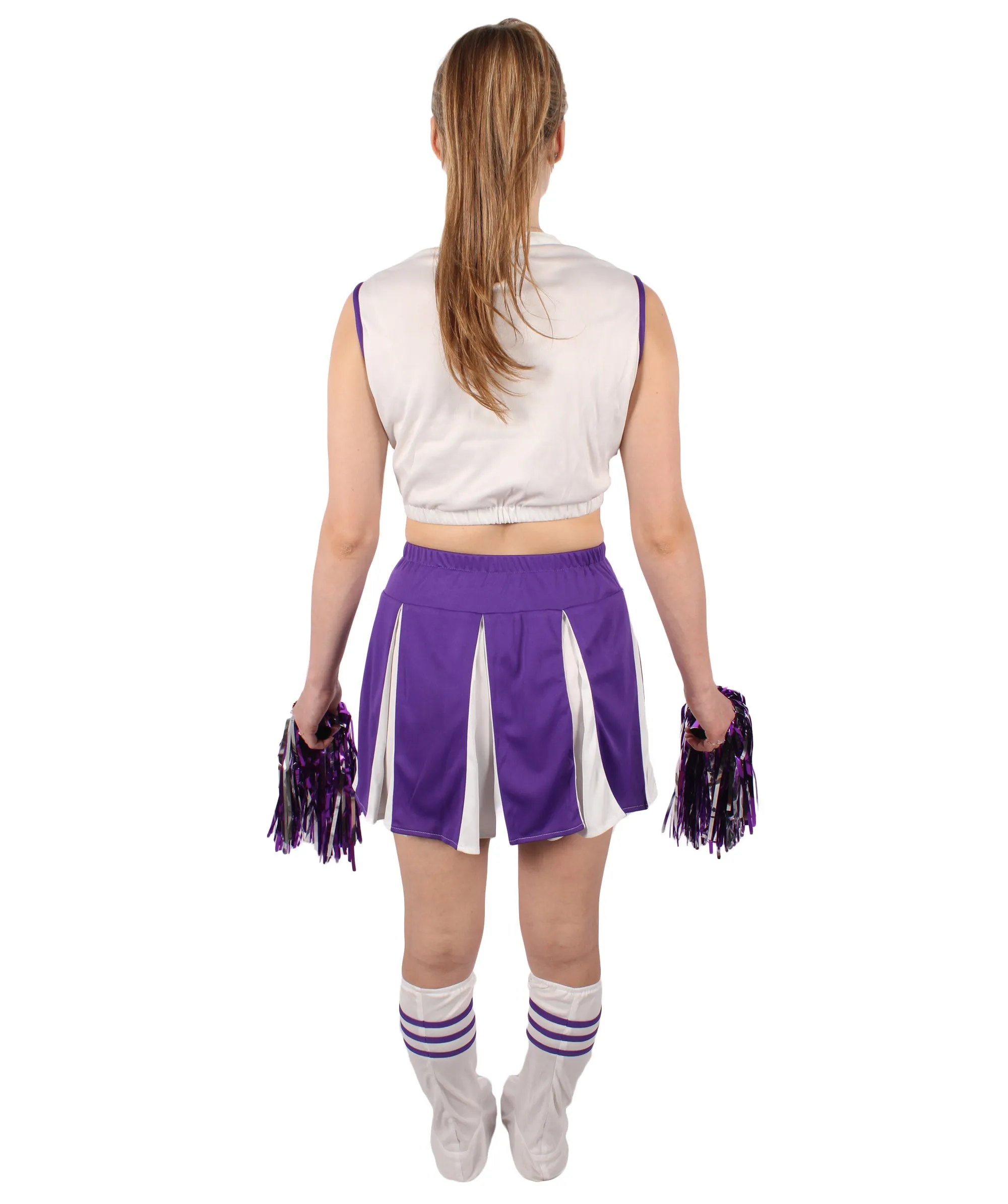 Adult Women's Carnival School Cheerleader Costume Set | Suitable for Halloween | Flame-retardant Synthetic Fabric