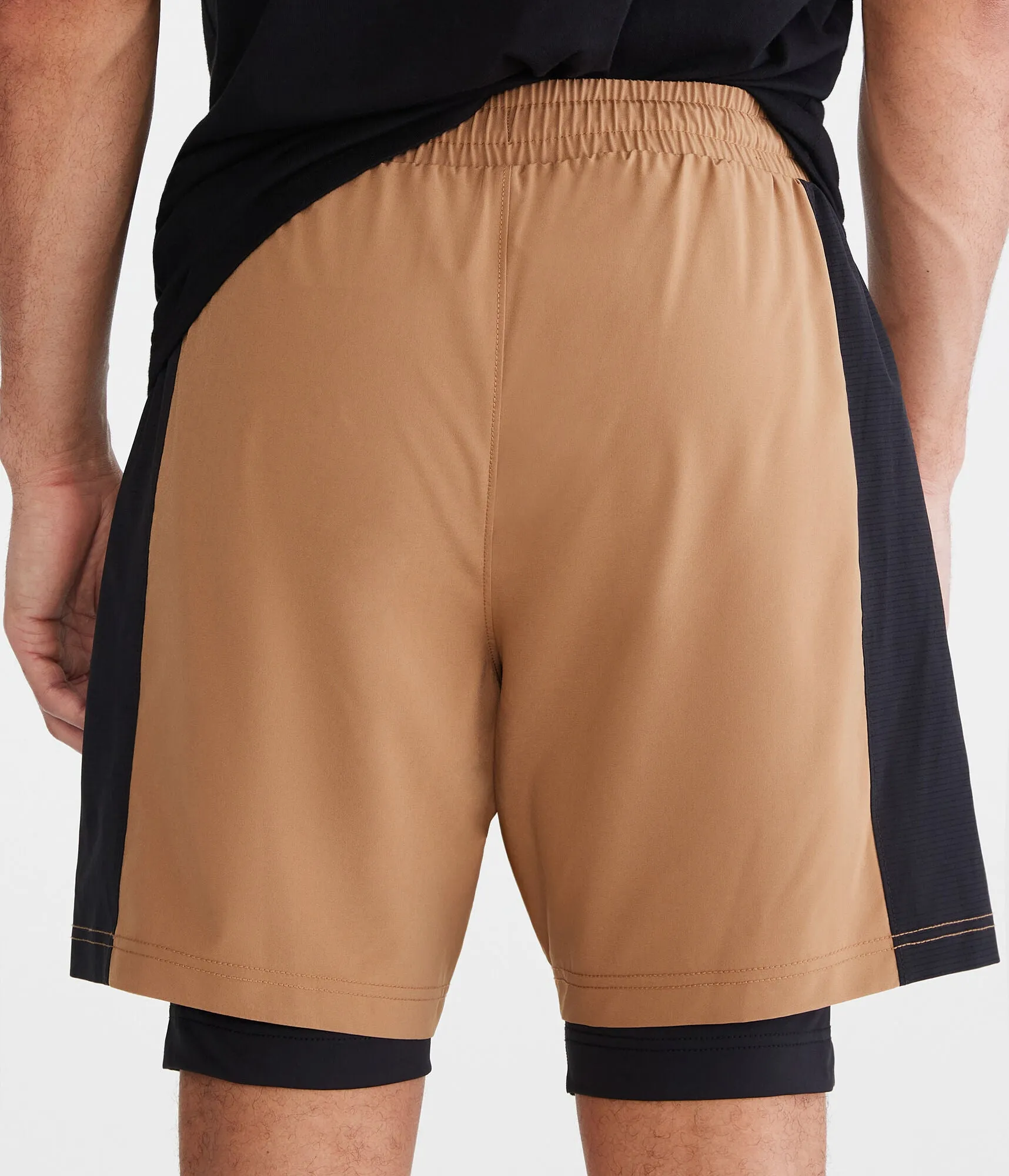 Aeropostale 7" Hybrid Active Color Block Shorts, Brown