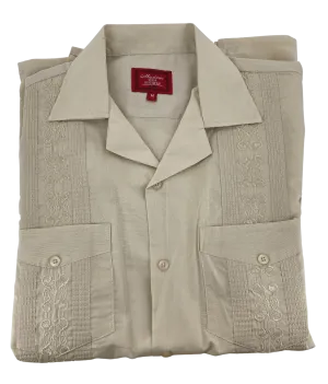 All Beige Collared Guayabera Shirt