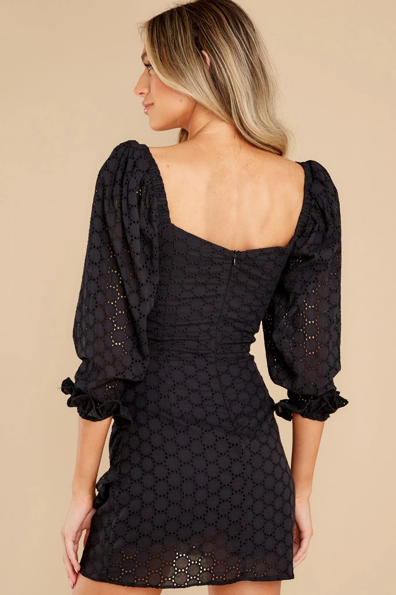 Alluring Adoration Black Eyelet Dress