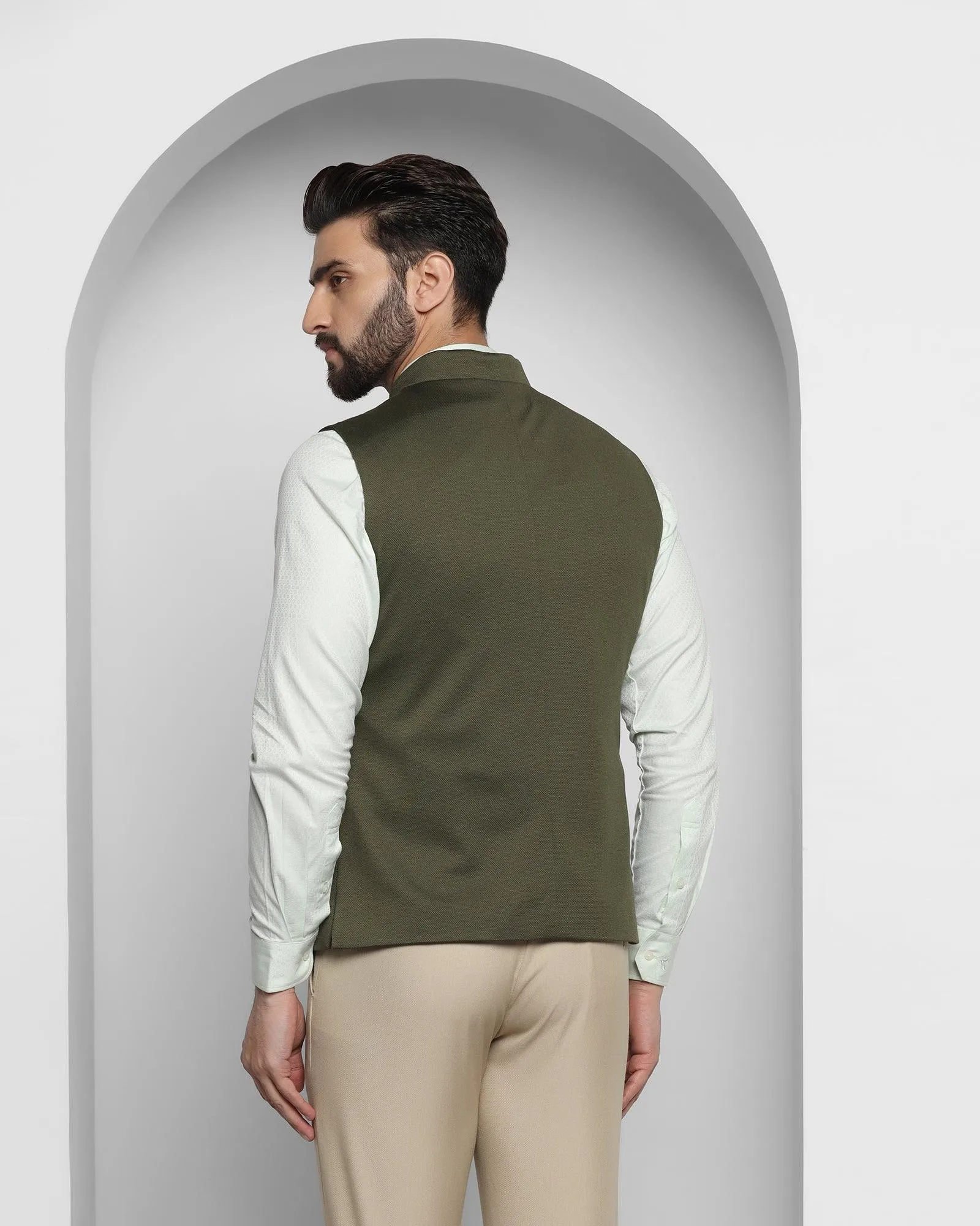 Bandhgala Formal Green Textured Waistcoat - Dante