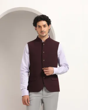 Bandhgala Formal Wine Textured Waistcoat - Echo