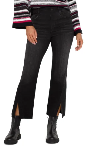 BLACK WASH CROP FLARE GIA GLIDER WITH FRONT SLIT JEAN