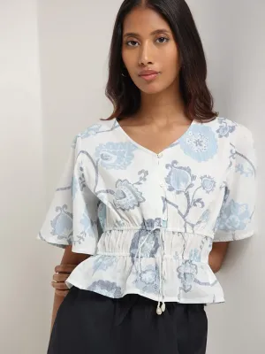 Bombay Paisley White Floral Printed Top