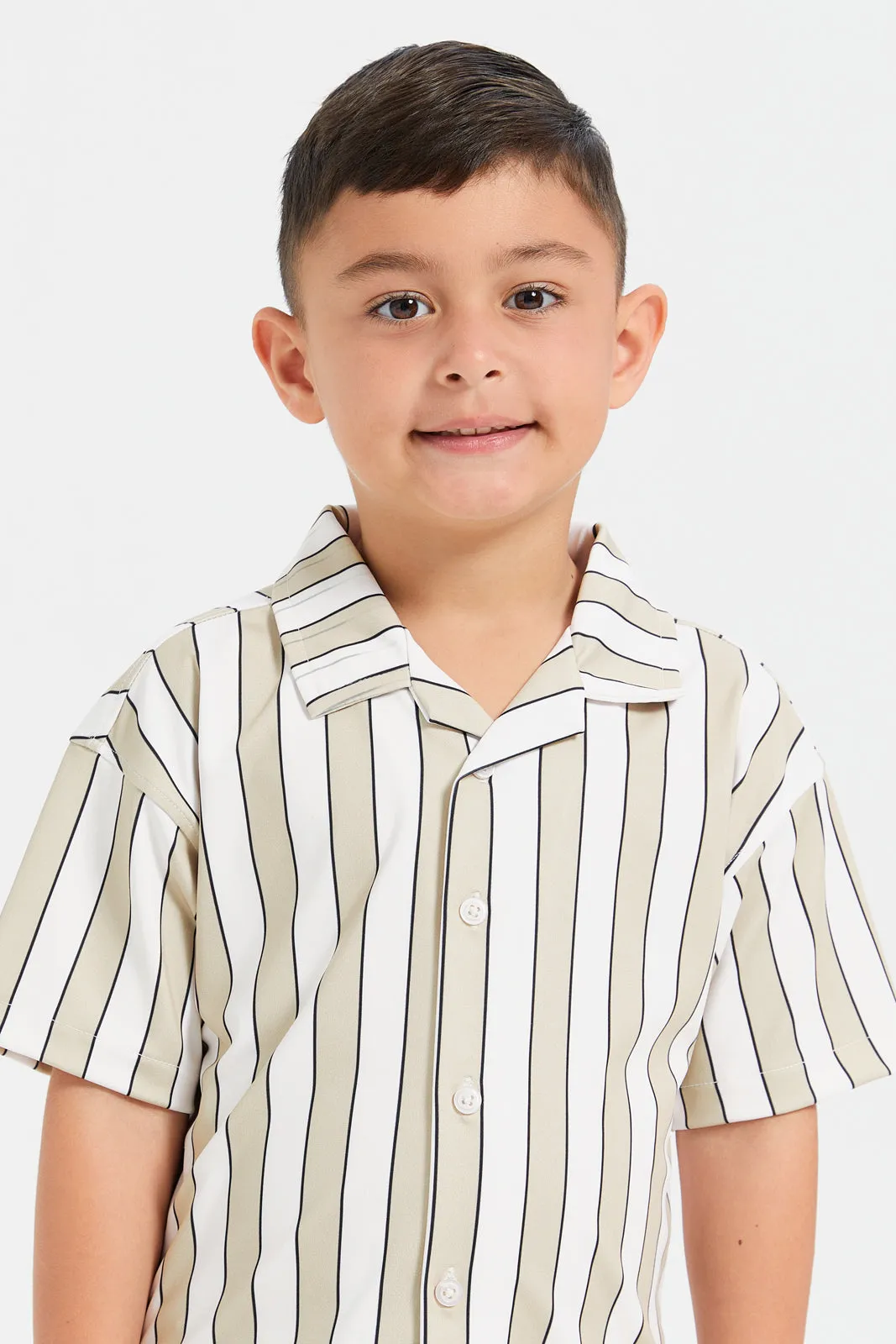 Boys Assorted Striped Short Sleeve Printed Knit Shirt