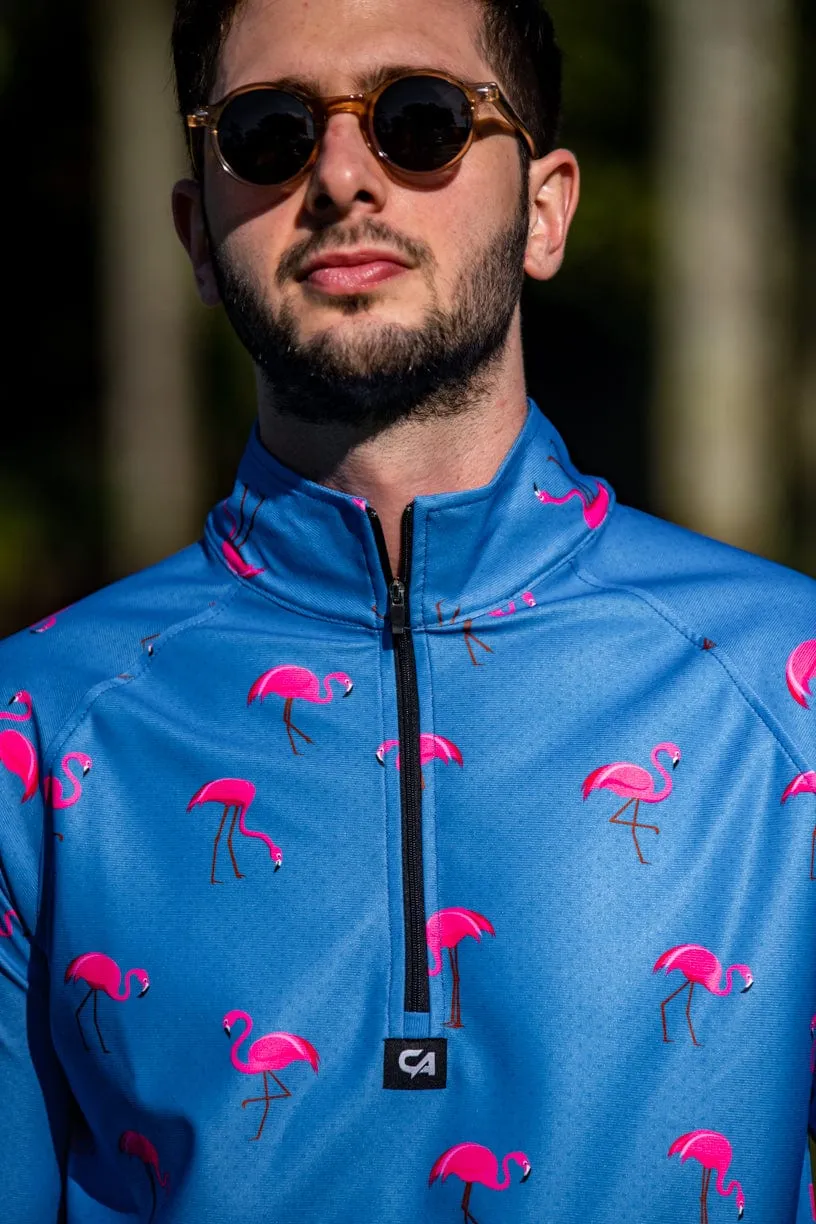 CA Funky Golf Jersey | Blue-Dotted Flamingos