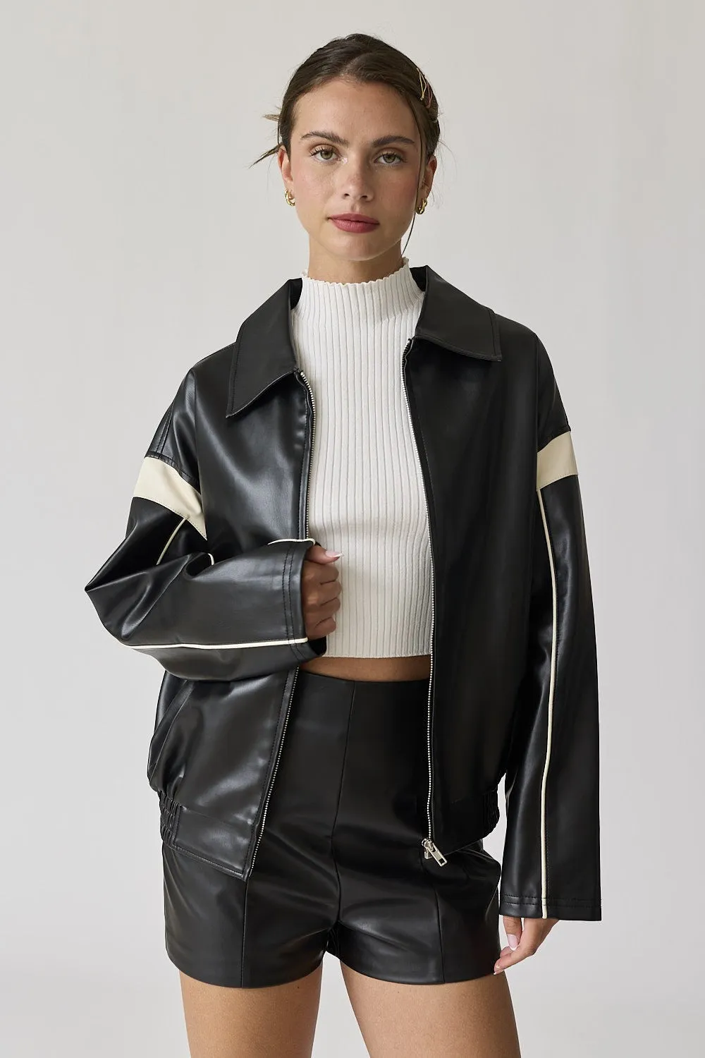 Camila Faux Leather Racer Jacket