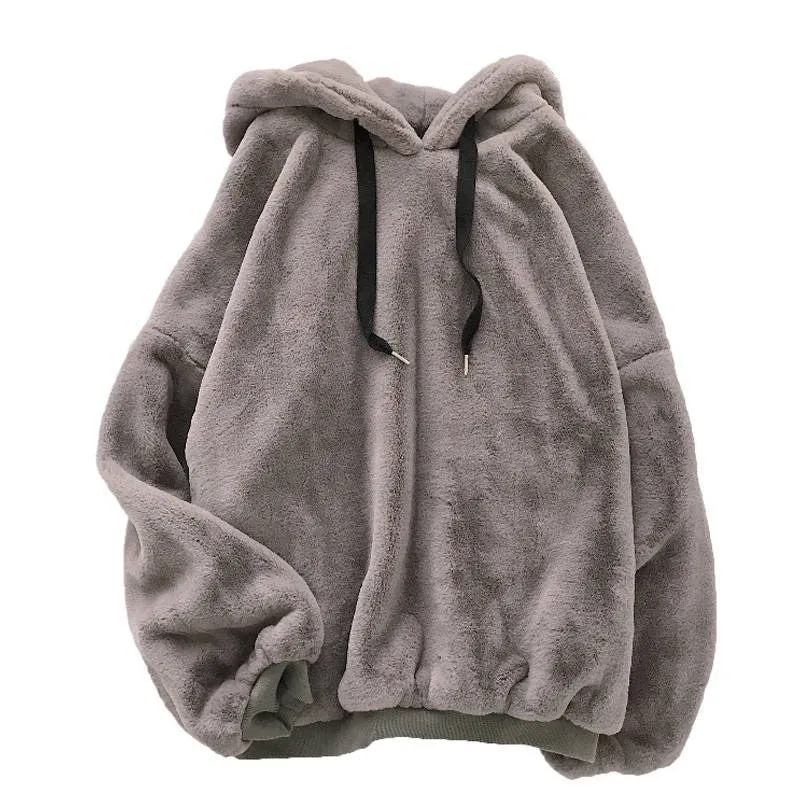 Casual Hooded Pullover Winter Fleece Sweatshirt Jackets