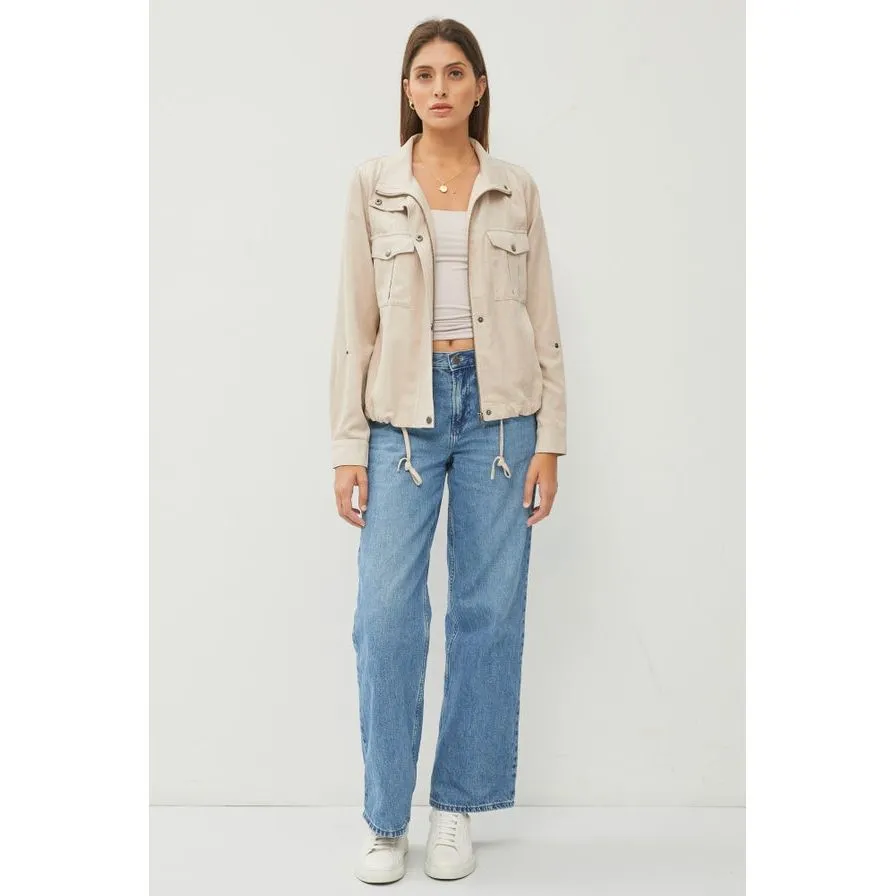 Cropped Utility Zipper Safari Jacket