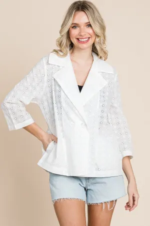 Culture Code Double Breasted Eyelet Jacket with Pockets