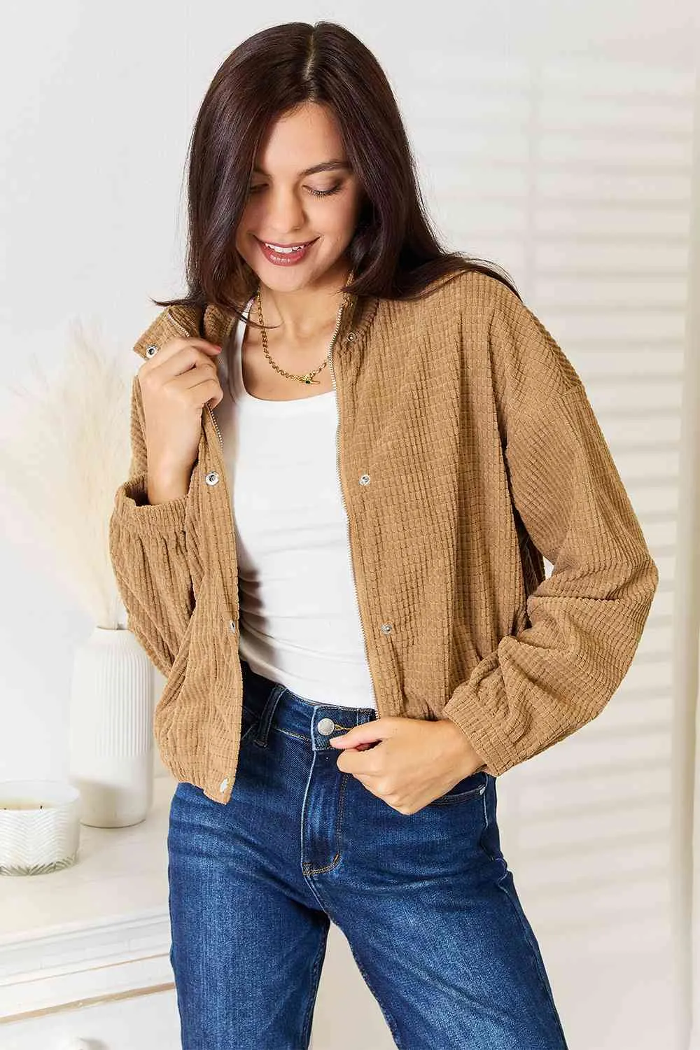 Double Take Long Sleeve Dropped Shoulder Jacket