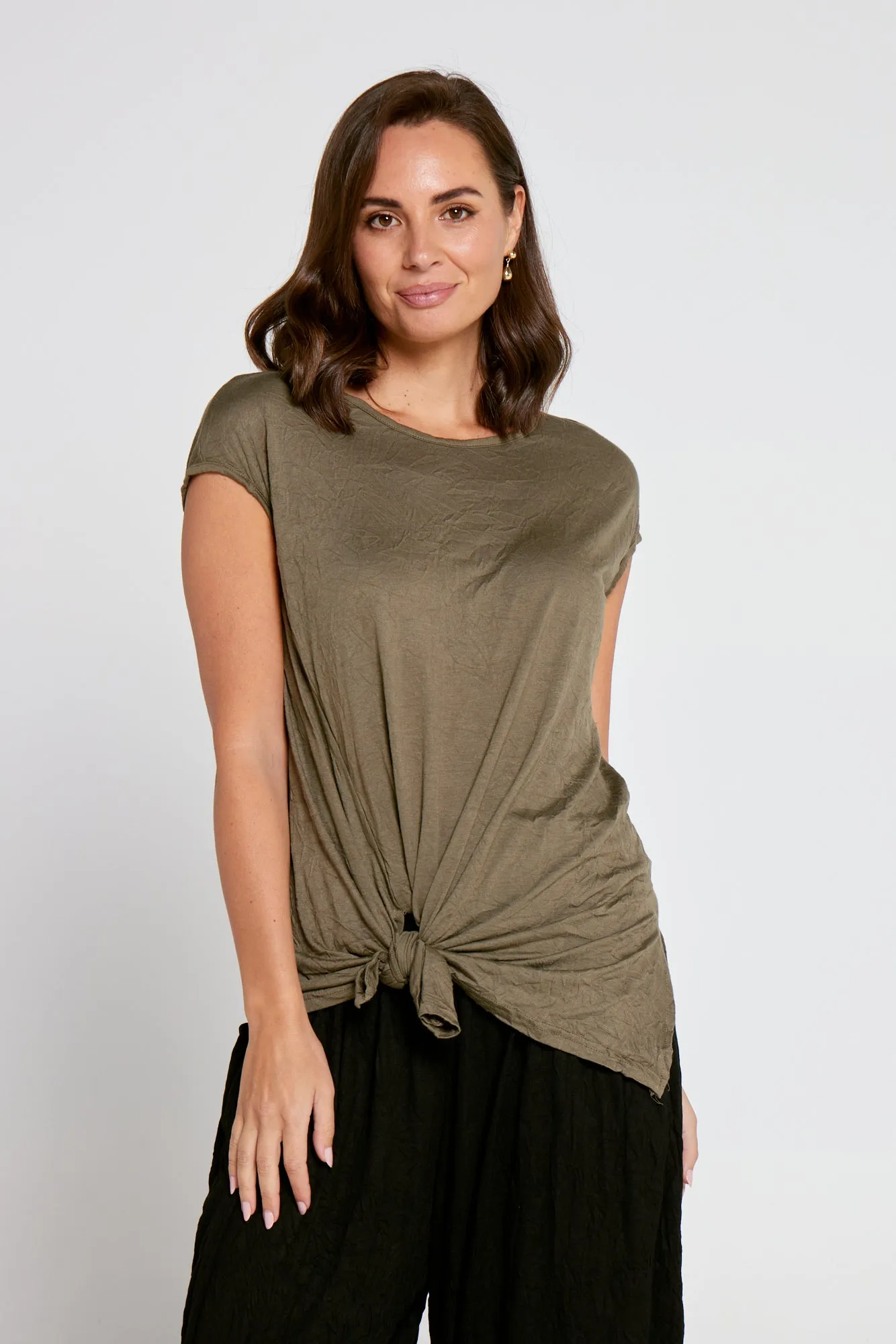 Effie Cotton Top - Khaki