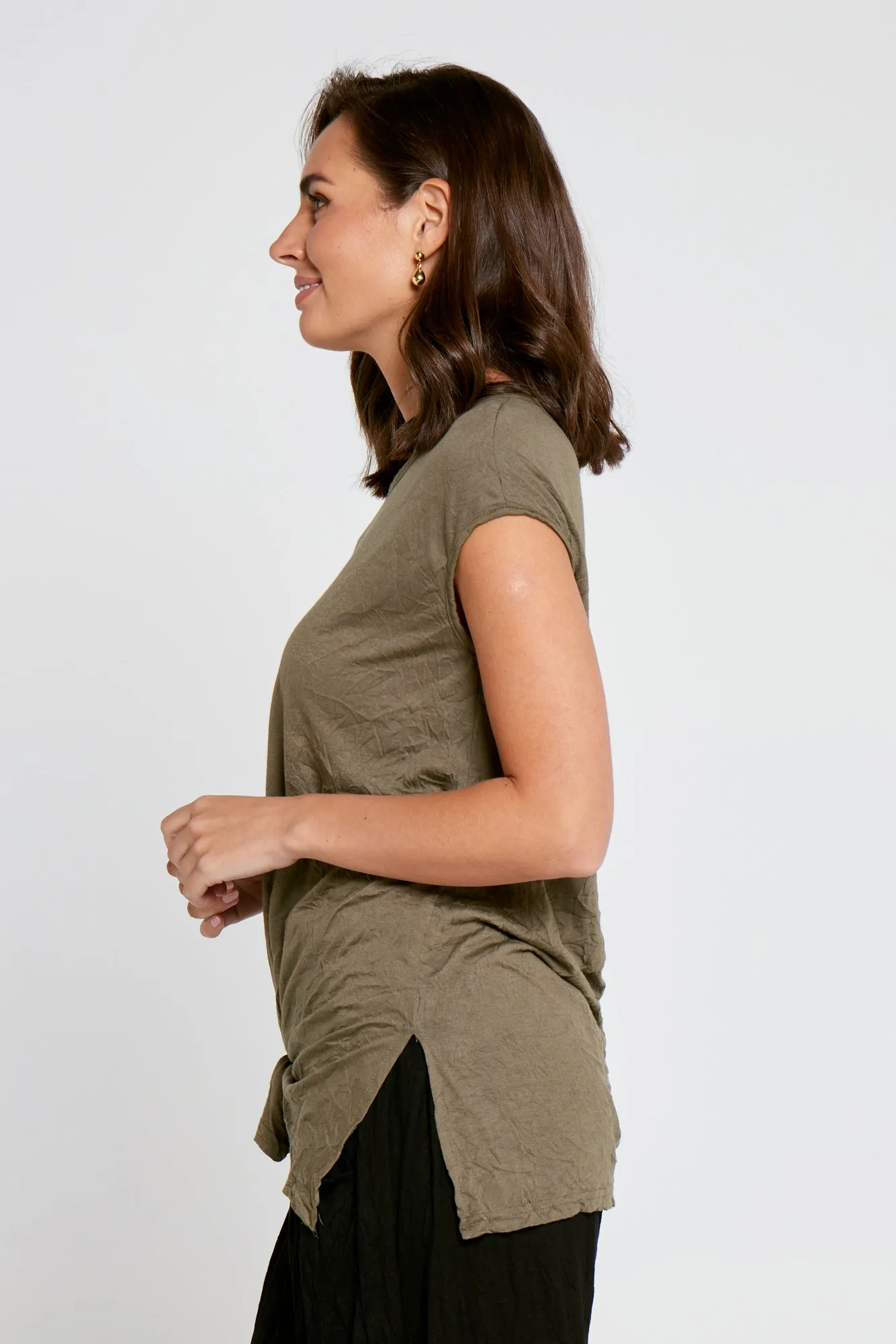 Effie Cotton Top - Khaki