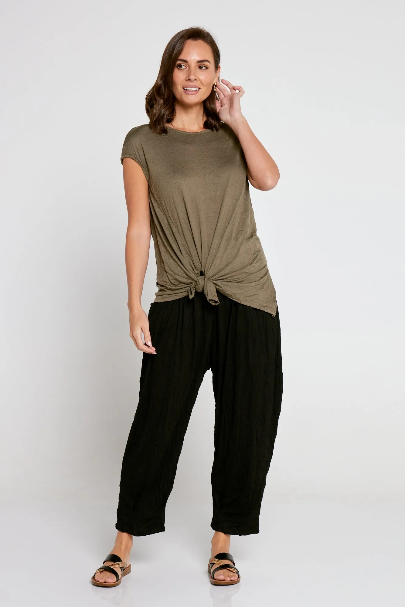 Effie Cotton Top - Khaki