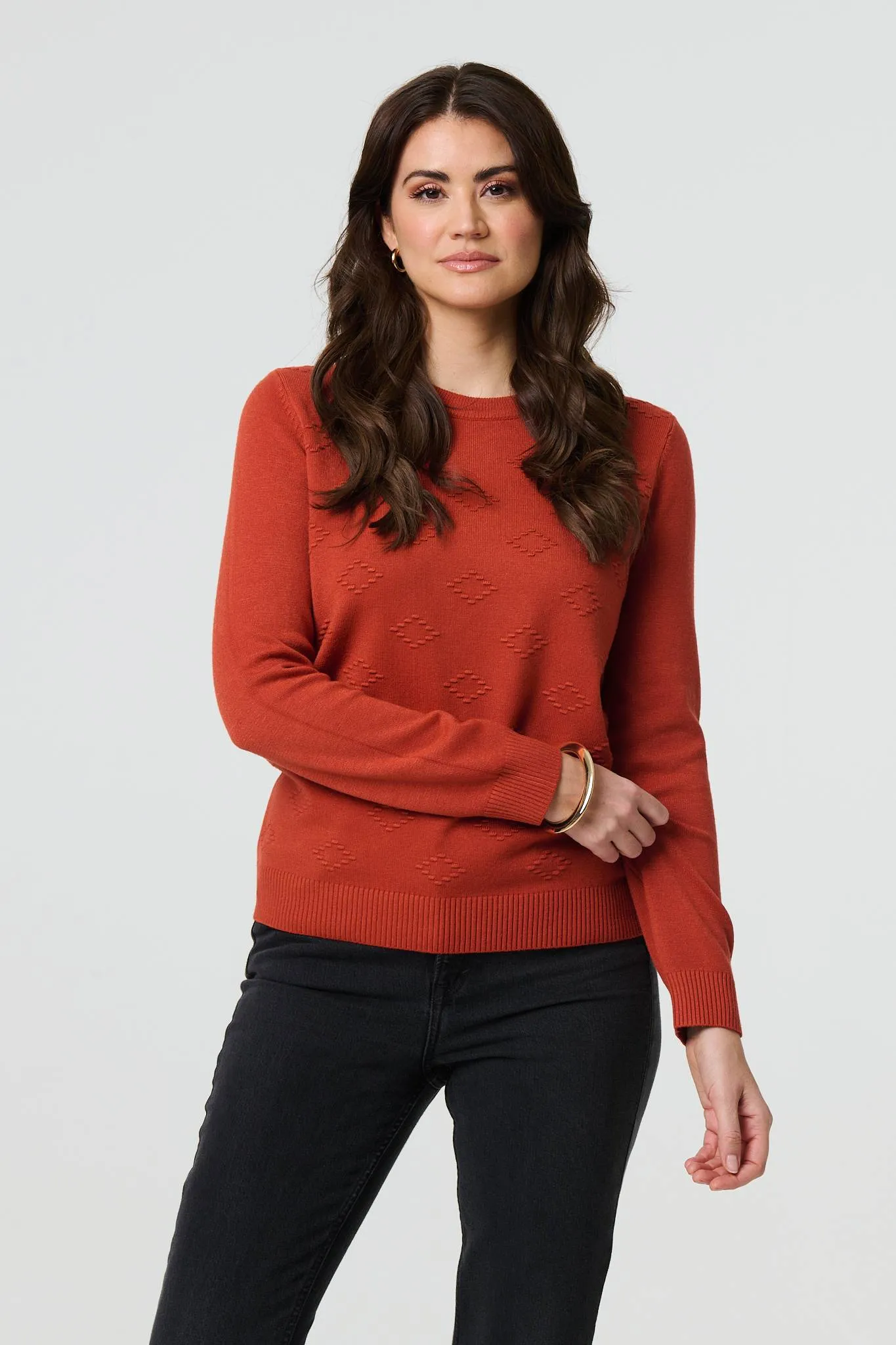 Embroidered Texture Long Sleeve Jumper