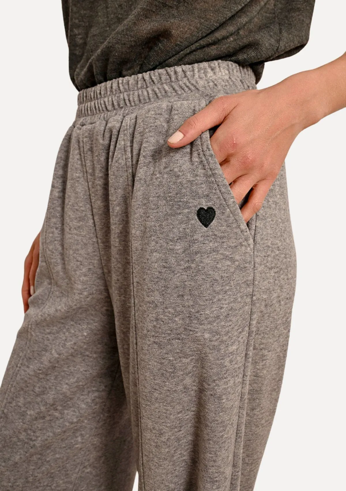 Emmy Elastic Waist Knit Trousers - Ash Grey