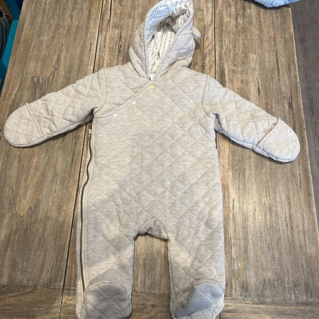 First Wish NWT quilted cotton oatmeal with zipper bunting suit 6-9m