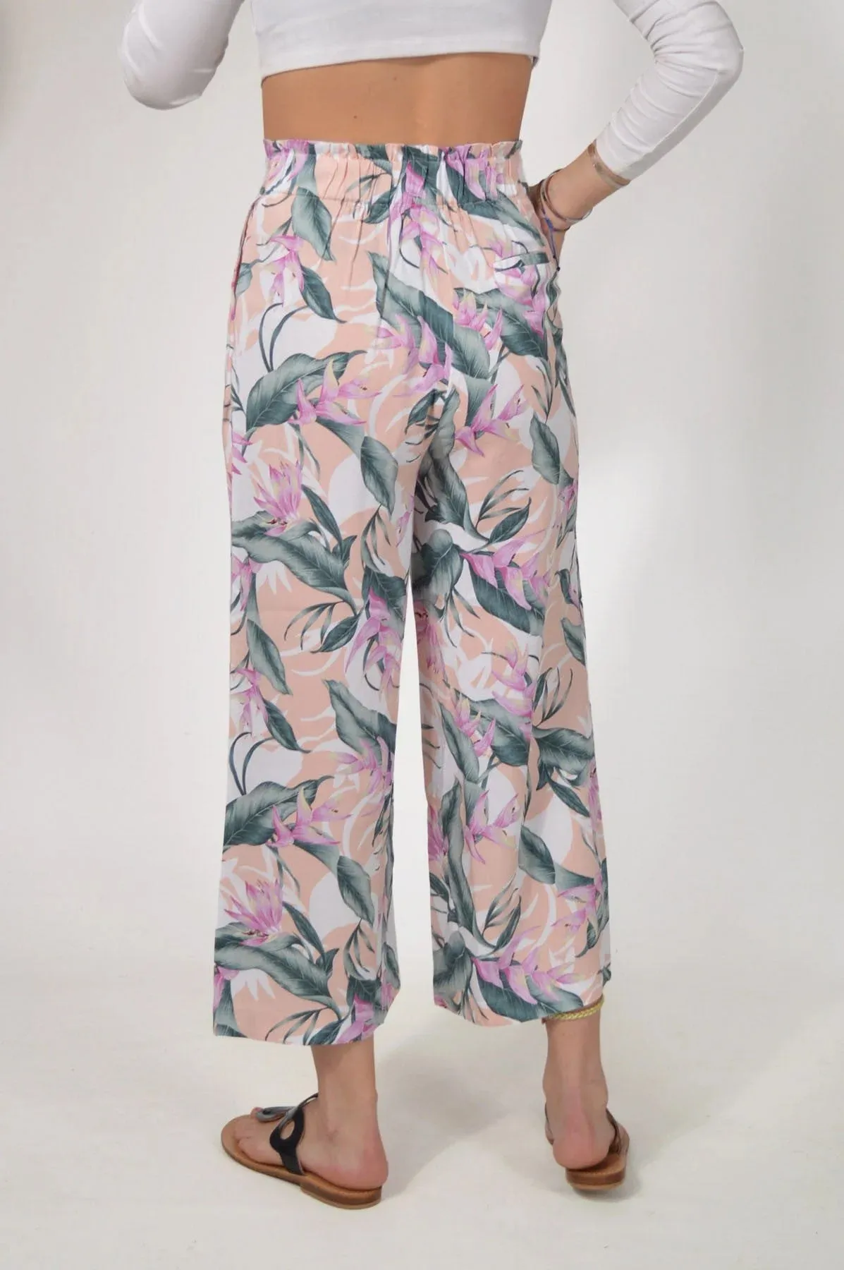 Floral Wide Leg  Crop Trousers