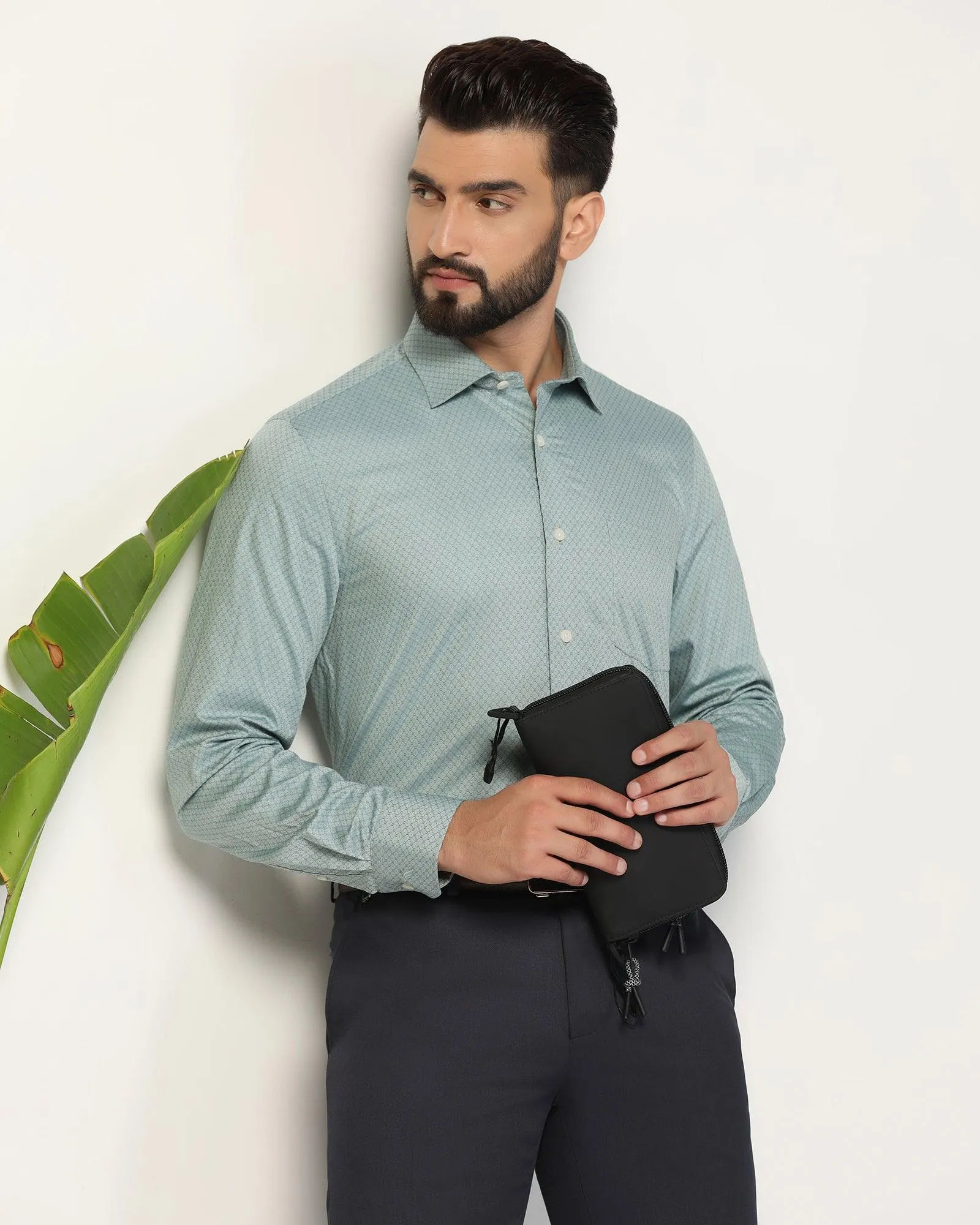 Formal Green Textured Shirt - Oslo