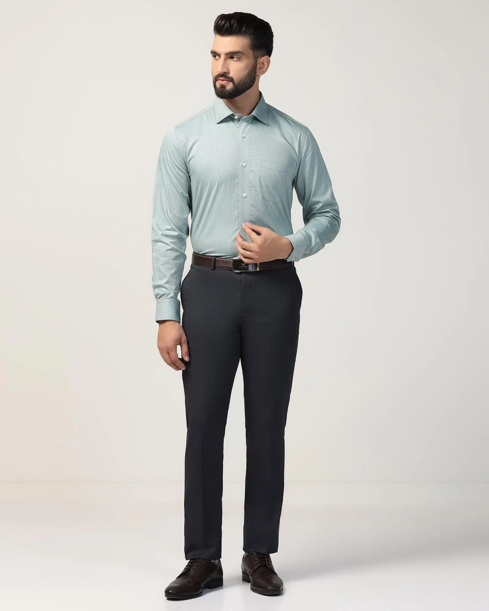 Formal Green Textured Shirt - Oslo