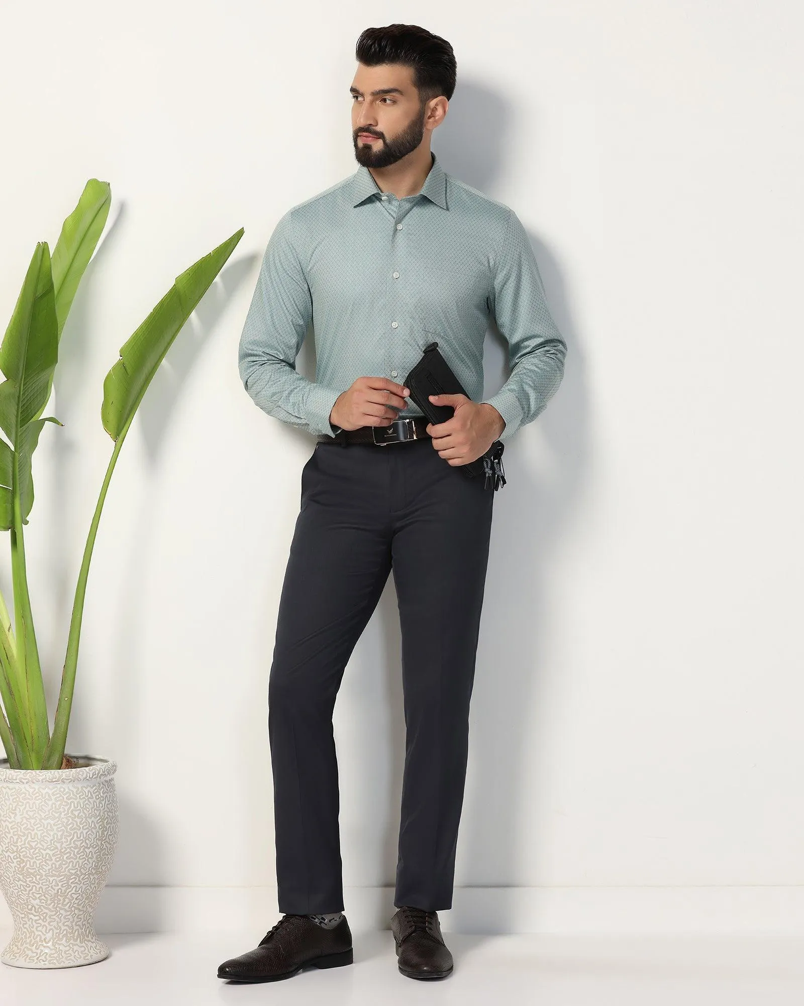 Formal Green Textured Shirt - Oslo