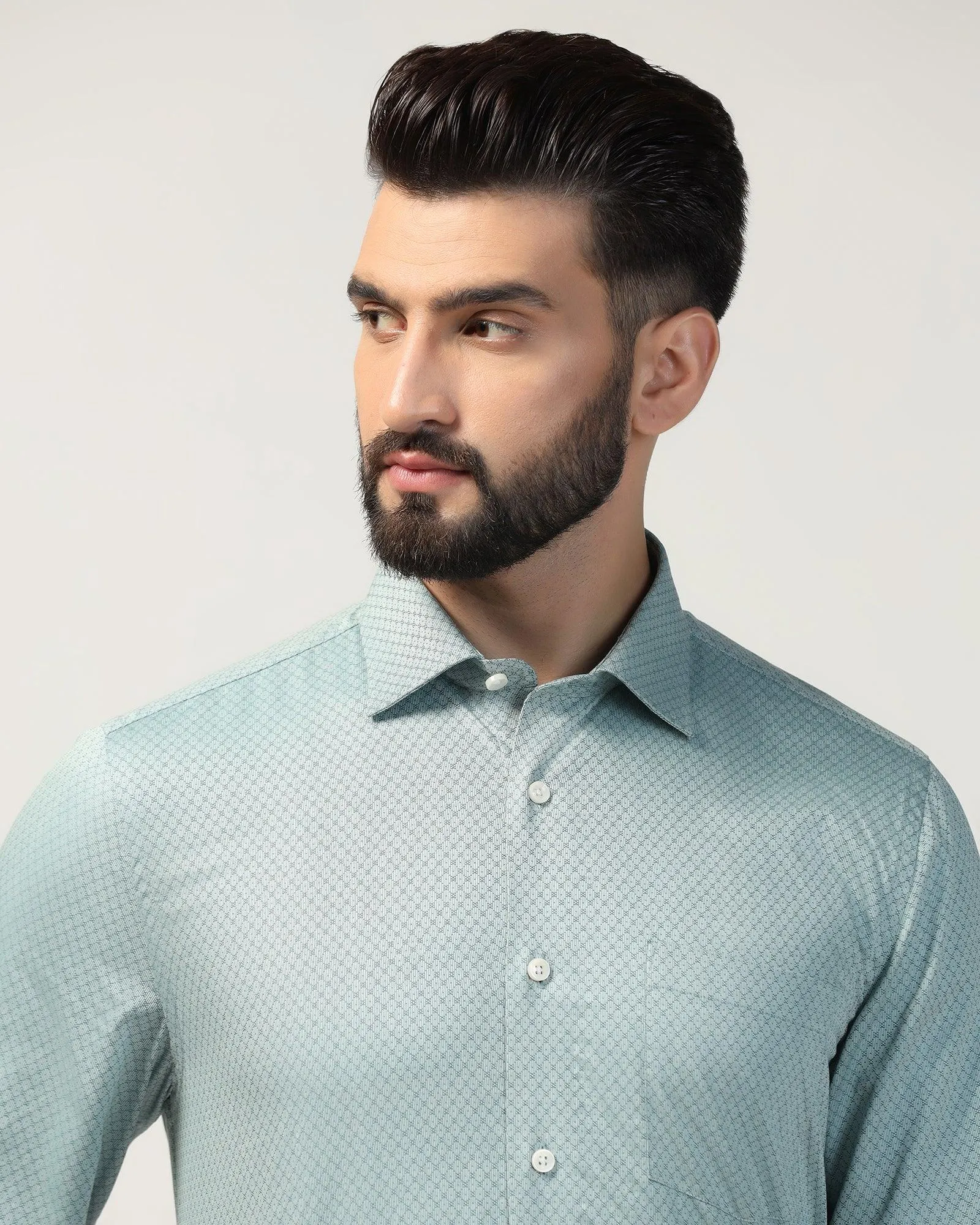 Formal Green Textured Shirt - Oslo