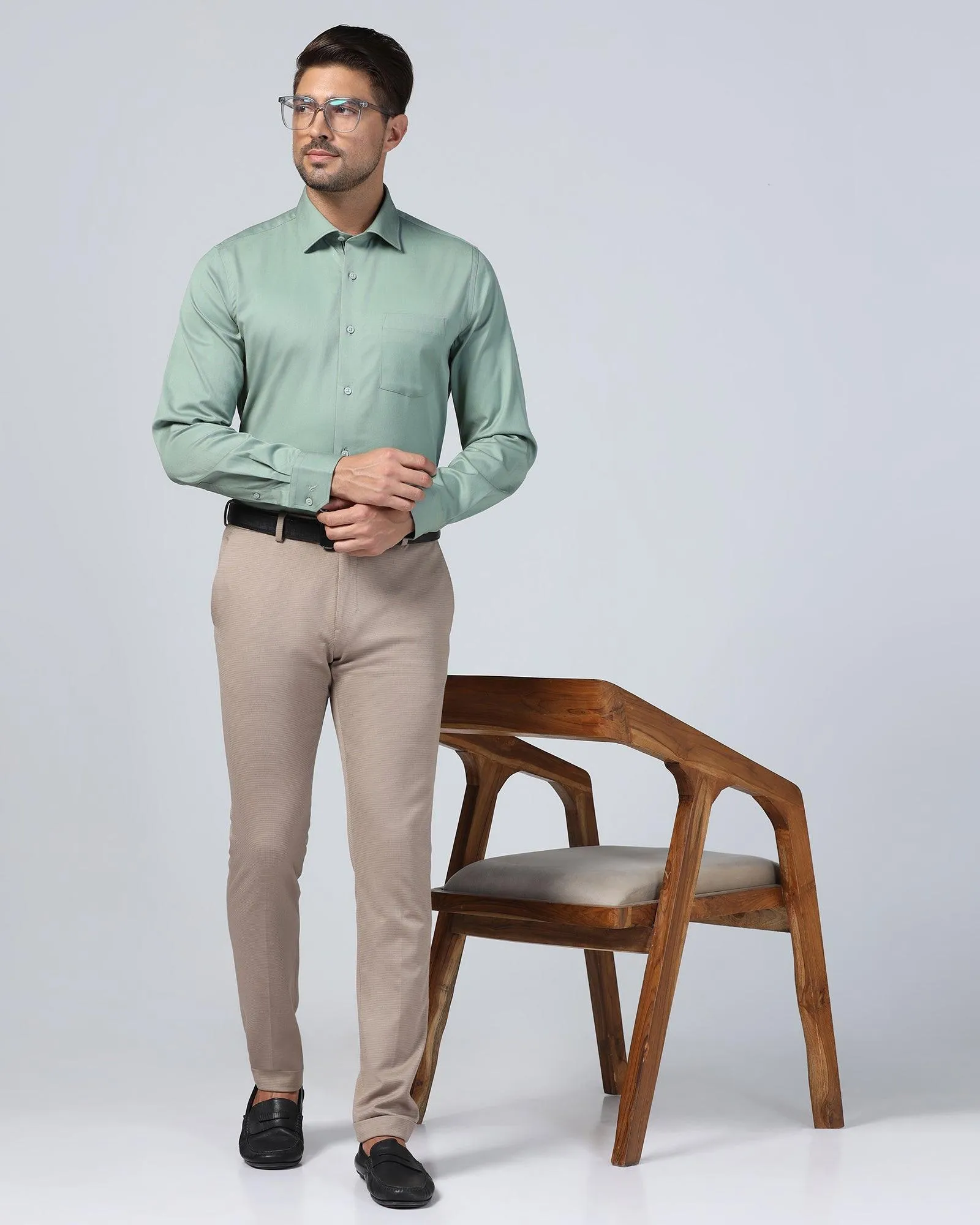 Formal Olive Textured Shirt - Soy