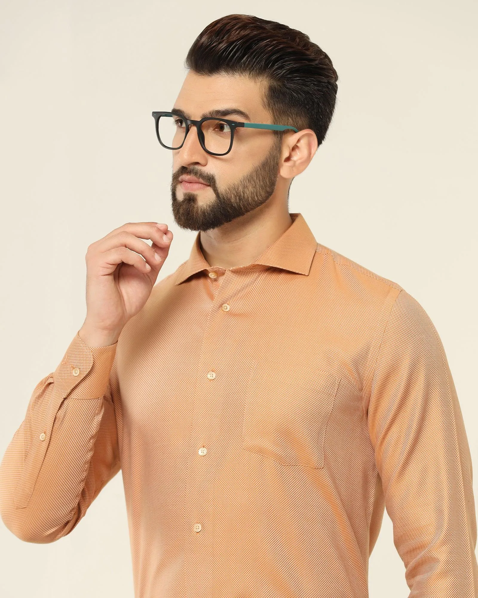 Formal Yellow Textured Shirt - Quint