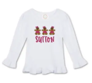 Girls Long Sleeve or Short Sleeve Ruffle T-Shirt