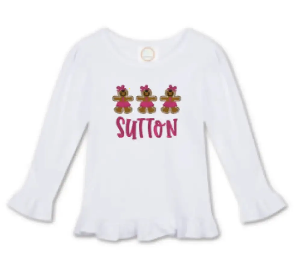 Girls Long Sleeve or Short Sleeve Ruffle T-Shirt