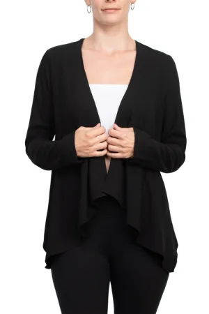 Grace Open Front Long Sleeve Solid Crepe Jacket