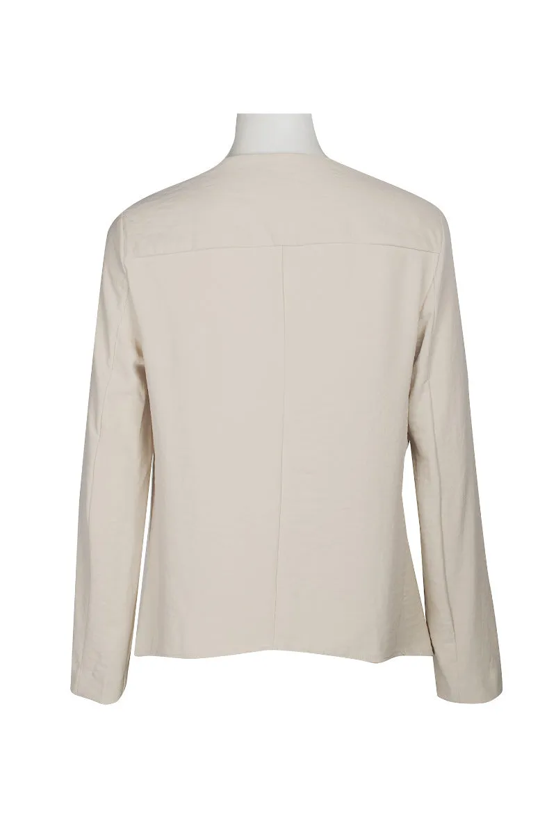 Grace Open Front Long Sleeve Solid Crepe Jacket