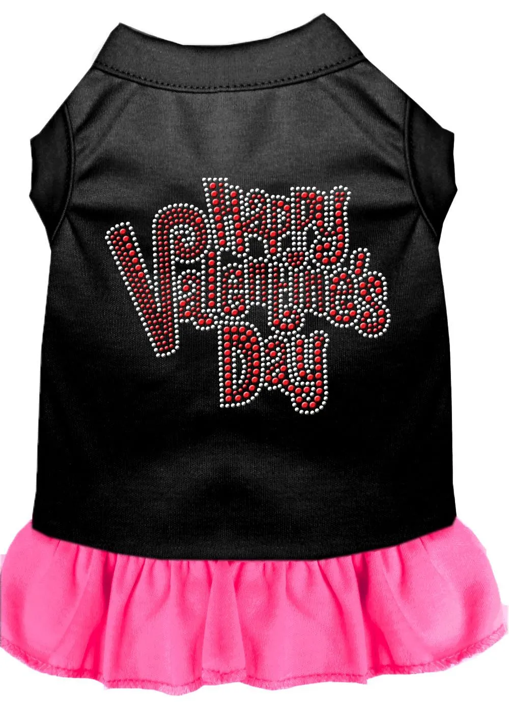 Happy Valentines Day Rhinestone Dress Black With Bright Pink Med (12)