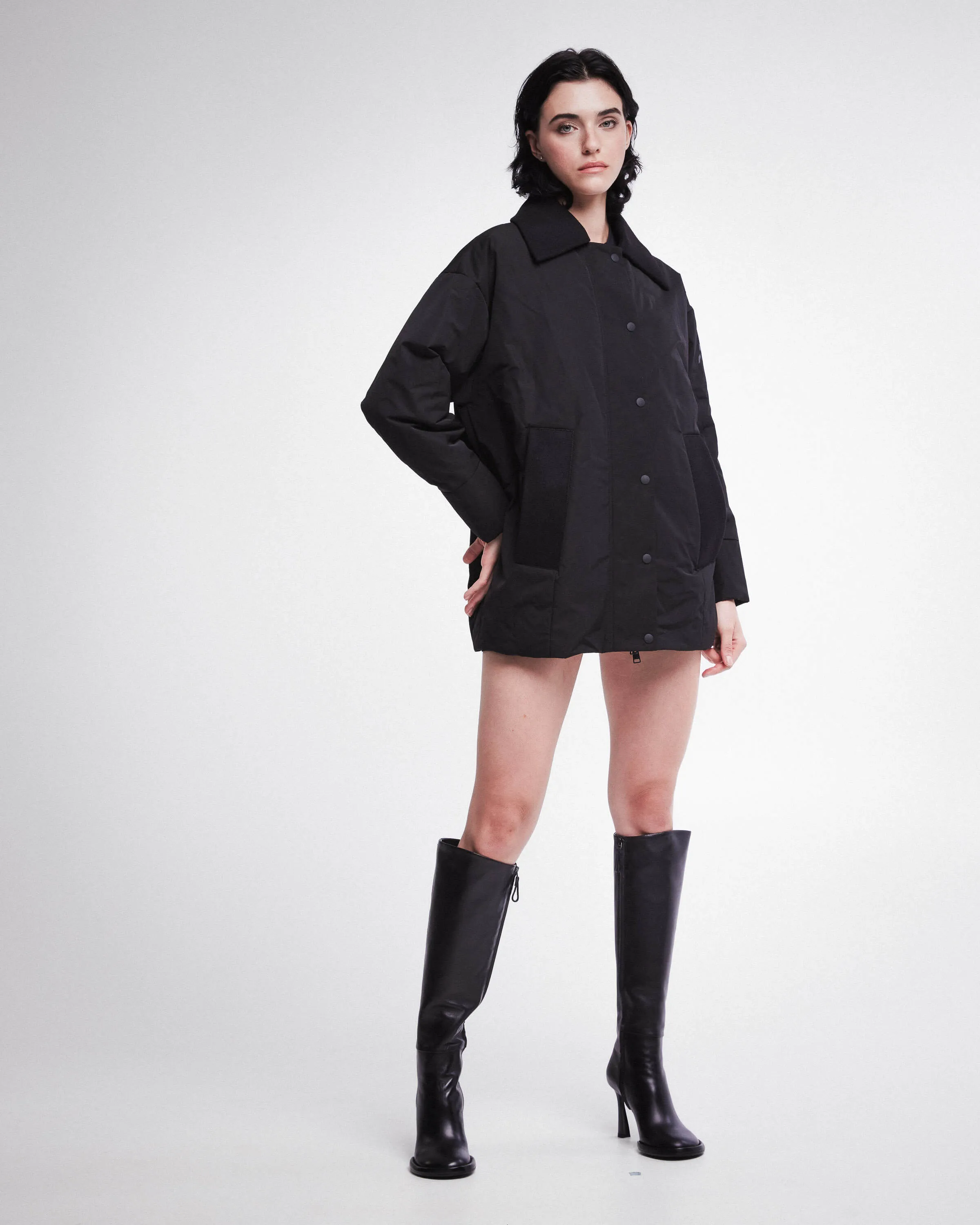 Jacket in Opaque Nylon PR414100 Black