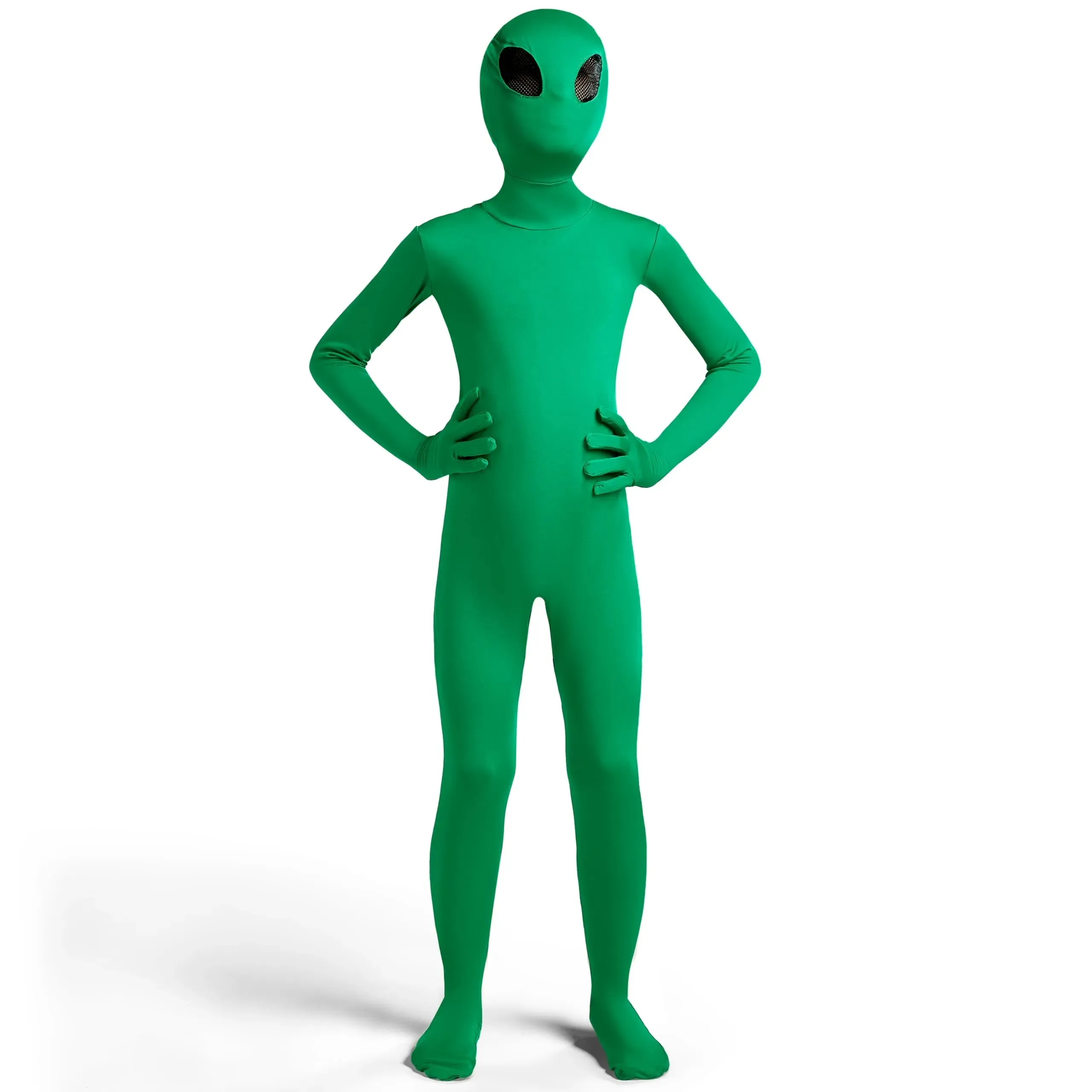 Kids Alien Costume, Green Alien Jumpsuit for Boys, Girls