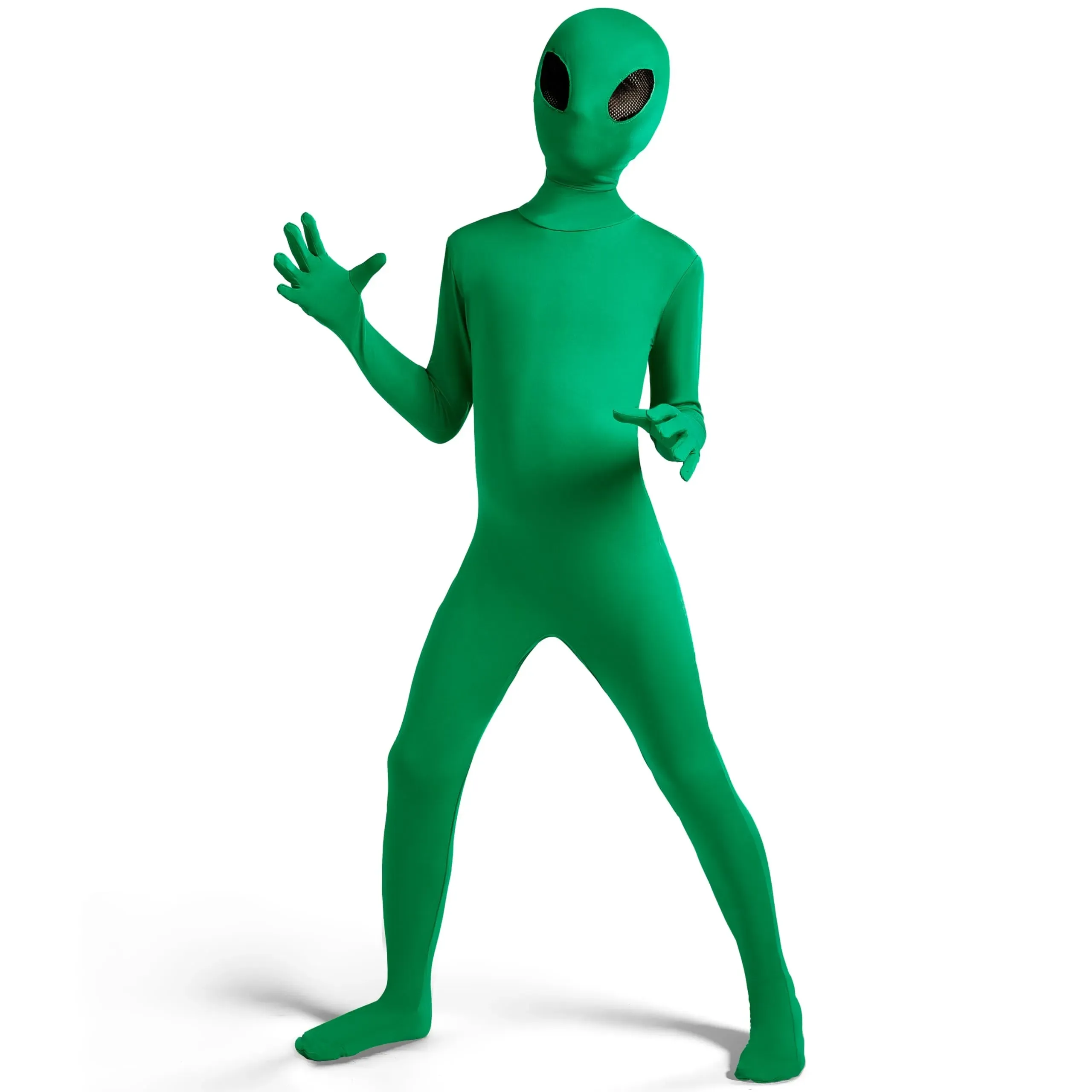 Kids Alien Costume, Green Alien Jumpsuit for Boys, Girls