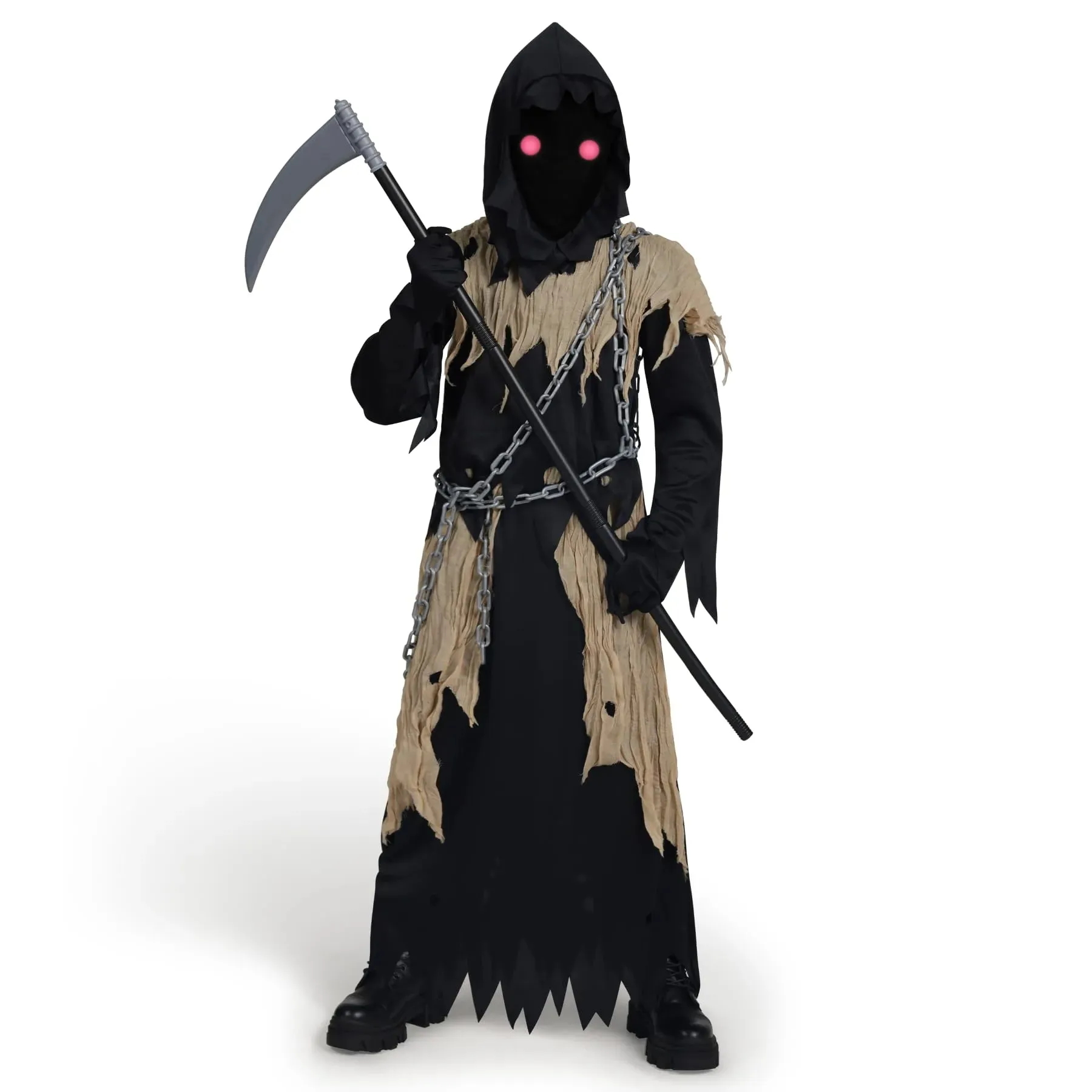 Kids Grim Reaper Costume, Glowing Eyes Grim Reaper Costume for Boys