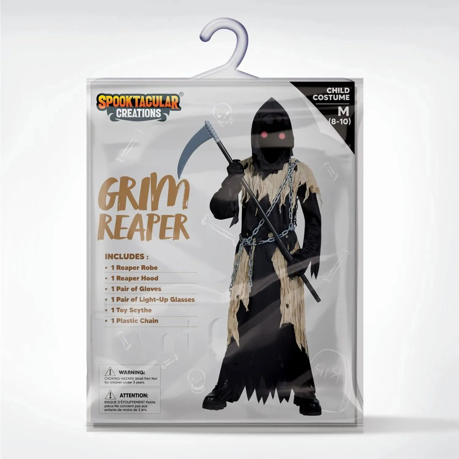 Kids Grim Reaper Costume, Glowing Eyes Grim Reaper Costume for Boys