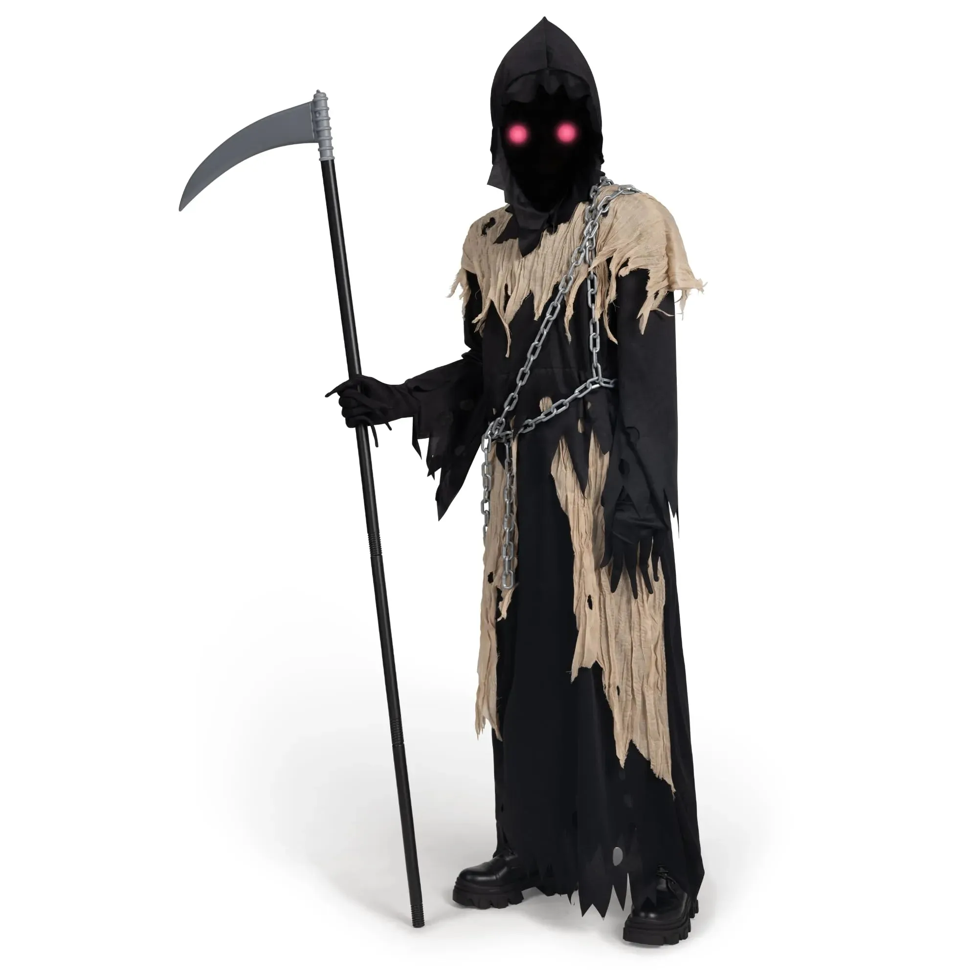 Kids Grim Reaper Costume, Glowing Eyes Grim Reaper Costume for Boys