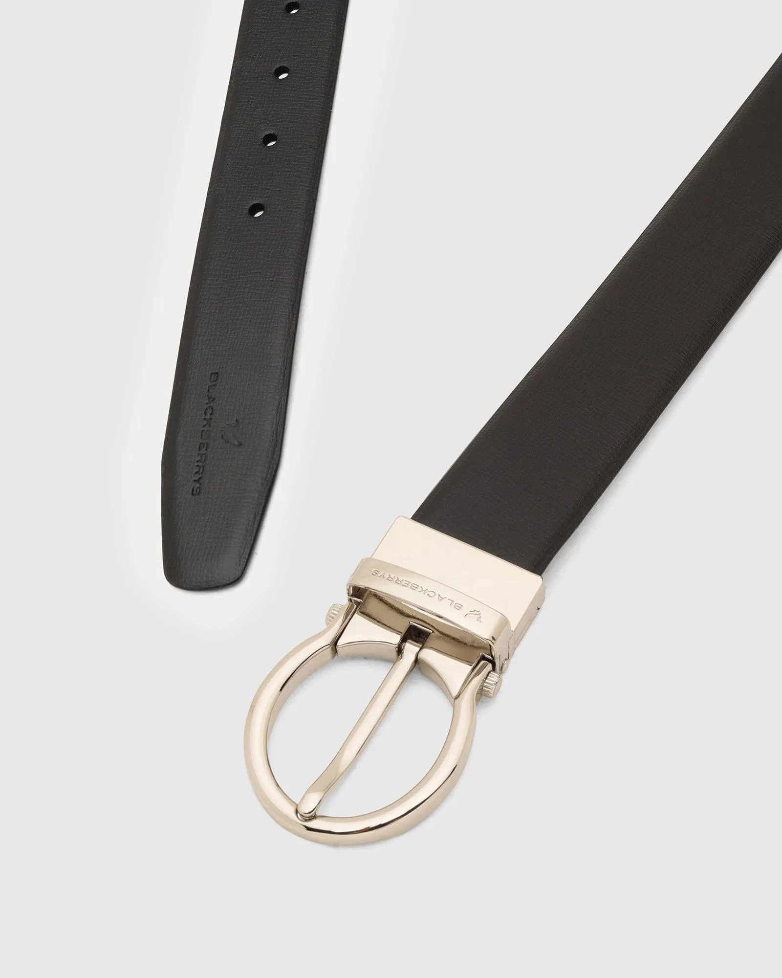 Leather Reversible Black & Tan Textured Belt - Tamo