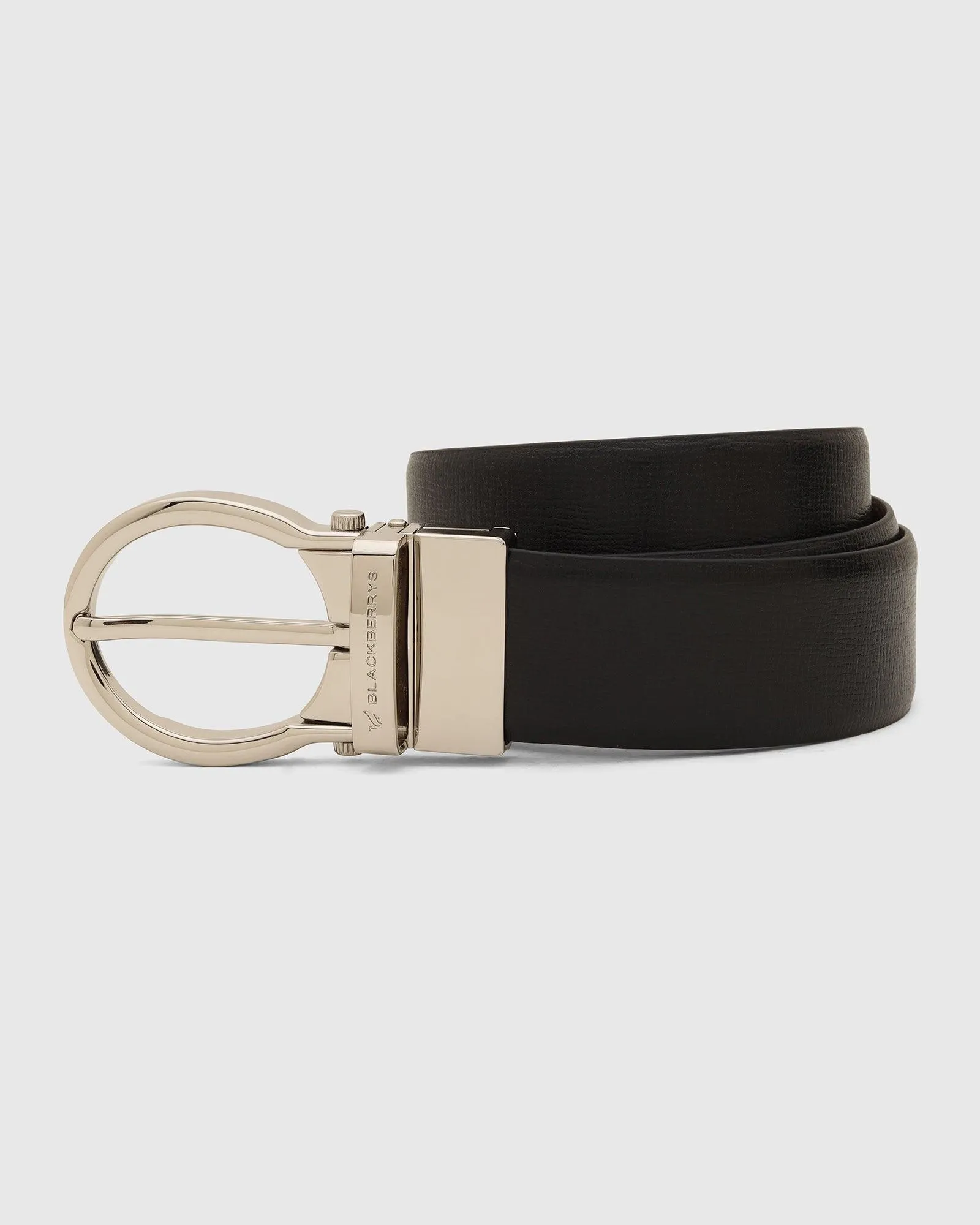 Leather Reversible Black & Tan Textured Belt - Tamo