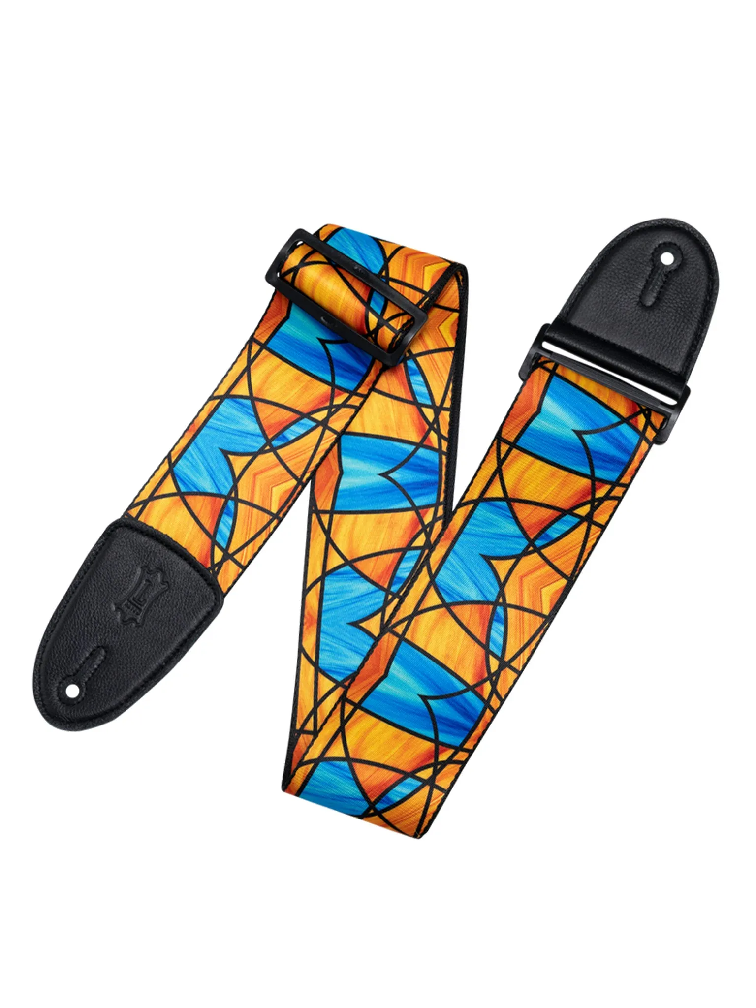 Levy's MP3SG-002 3" Wide Stained Glass Guitar Strap, Orange and Blue