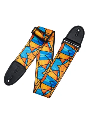 Levy's MP3SG-002 3" Wide Stained Glass Guitar Strap, Orange and Blue