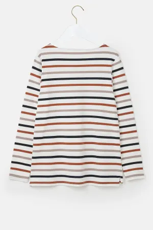 Lighthouse Causeway Long Sleeve Top Rust & Mocha Stripe