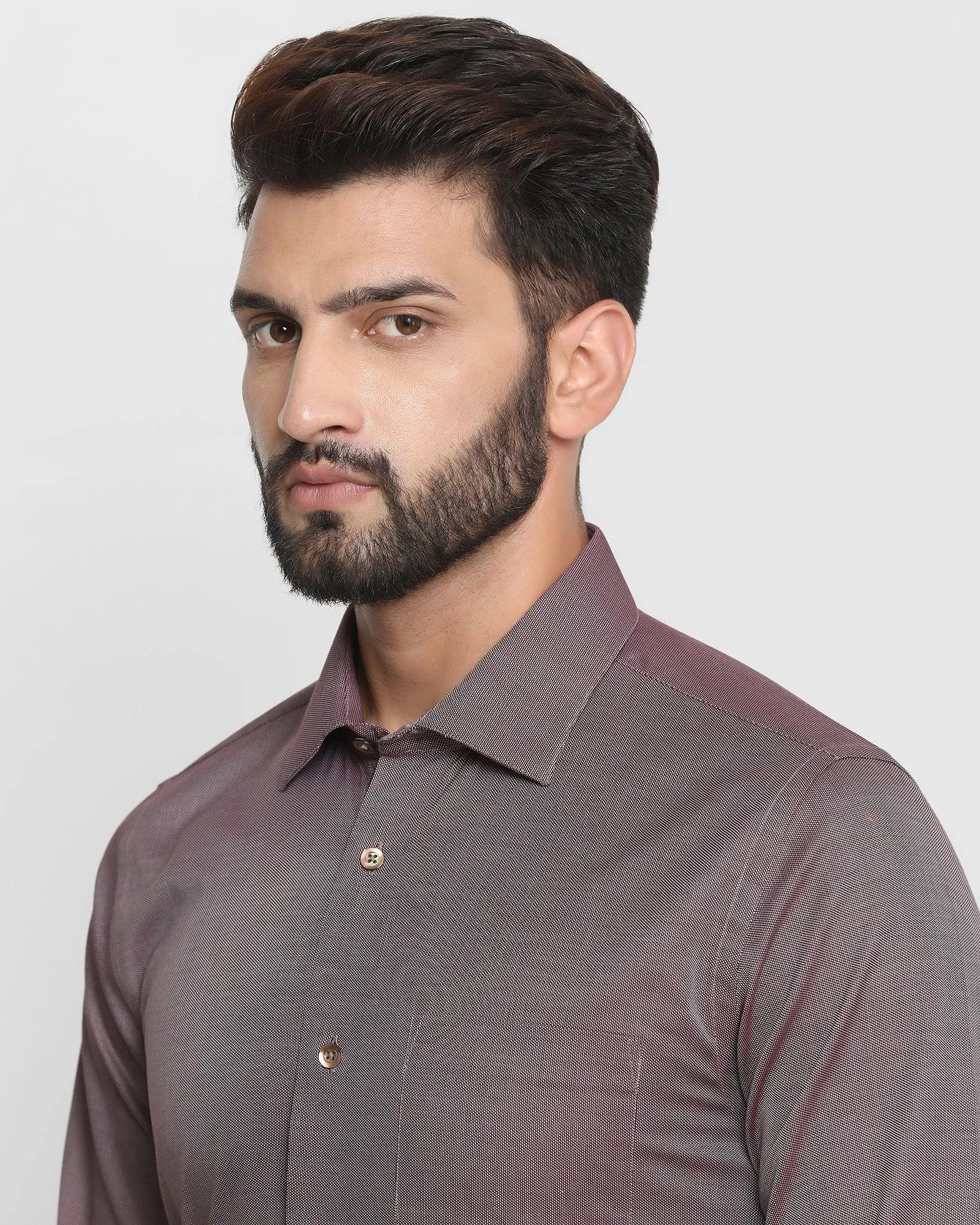 Luxe Formal Maroon Textured Shirt - Rolson