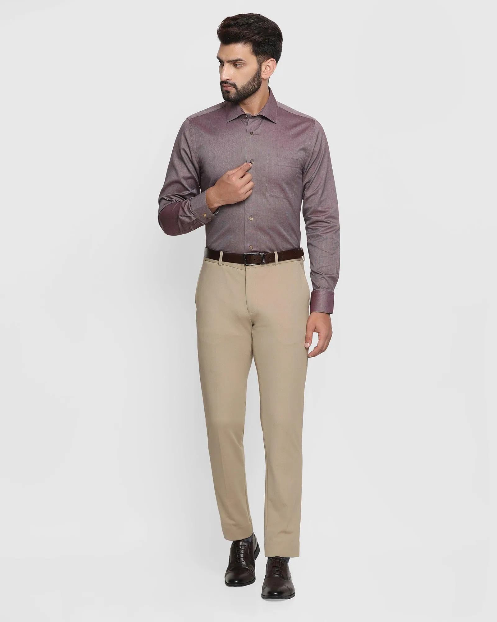 Luxe Formal Maroon Textured Shirt - Rolson