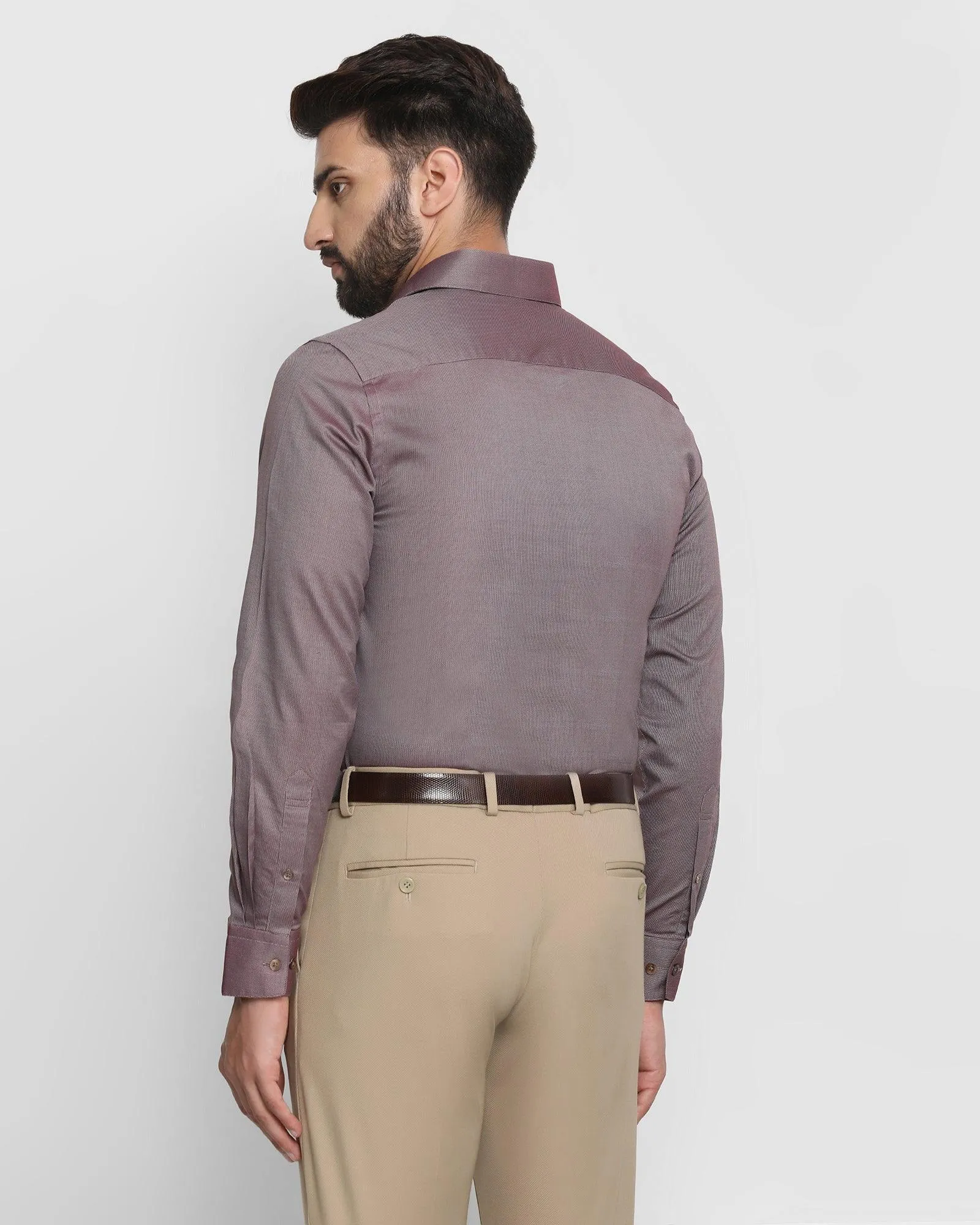 Luxe Formal Maroon Textured Shirt - Rolson